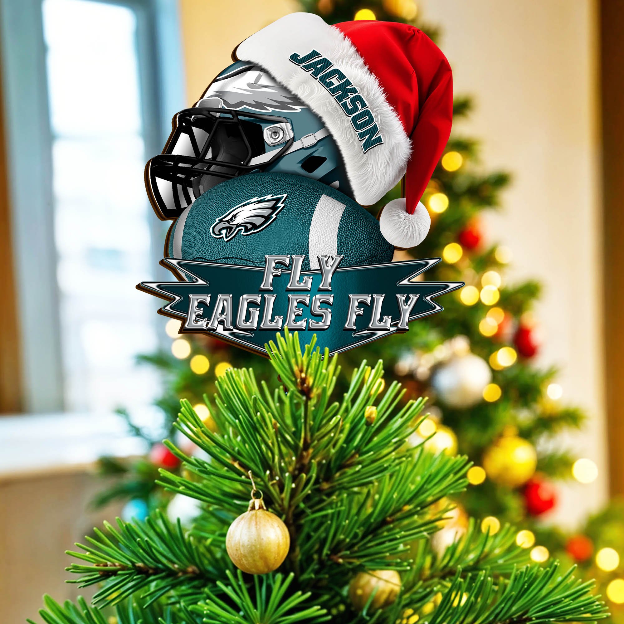 Philadelphia Eagles Tree Topper 2024 Version Custom Your Name, Christmas Tree Topper For Sport Lovers, Christmas Tree Decor, Sport Gifts ETHY-62754