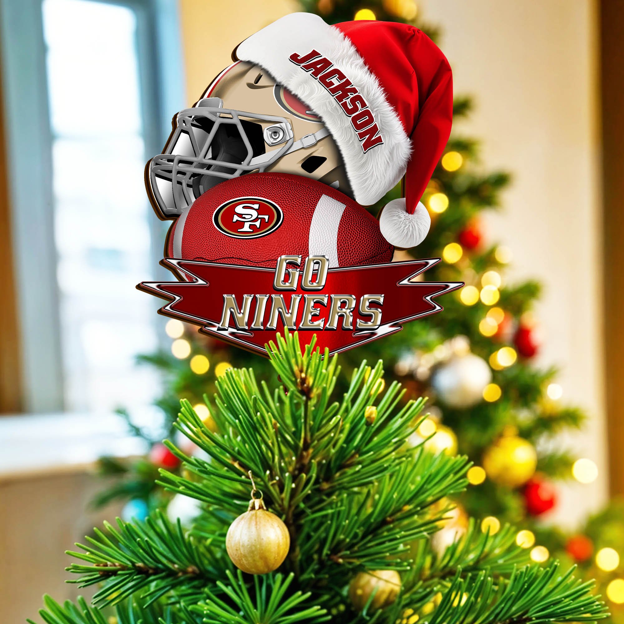 San Francisco 49ers Tree Topper 2024 Version Custom Your Name, Christmas Tree Topper For Sport Lovers, Christmas Tree Decor, Sport Gifts ETHY-62754
