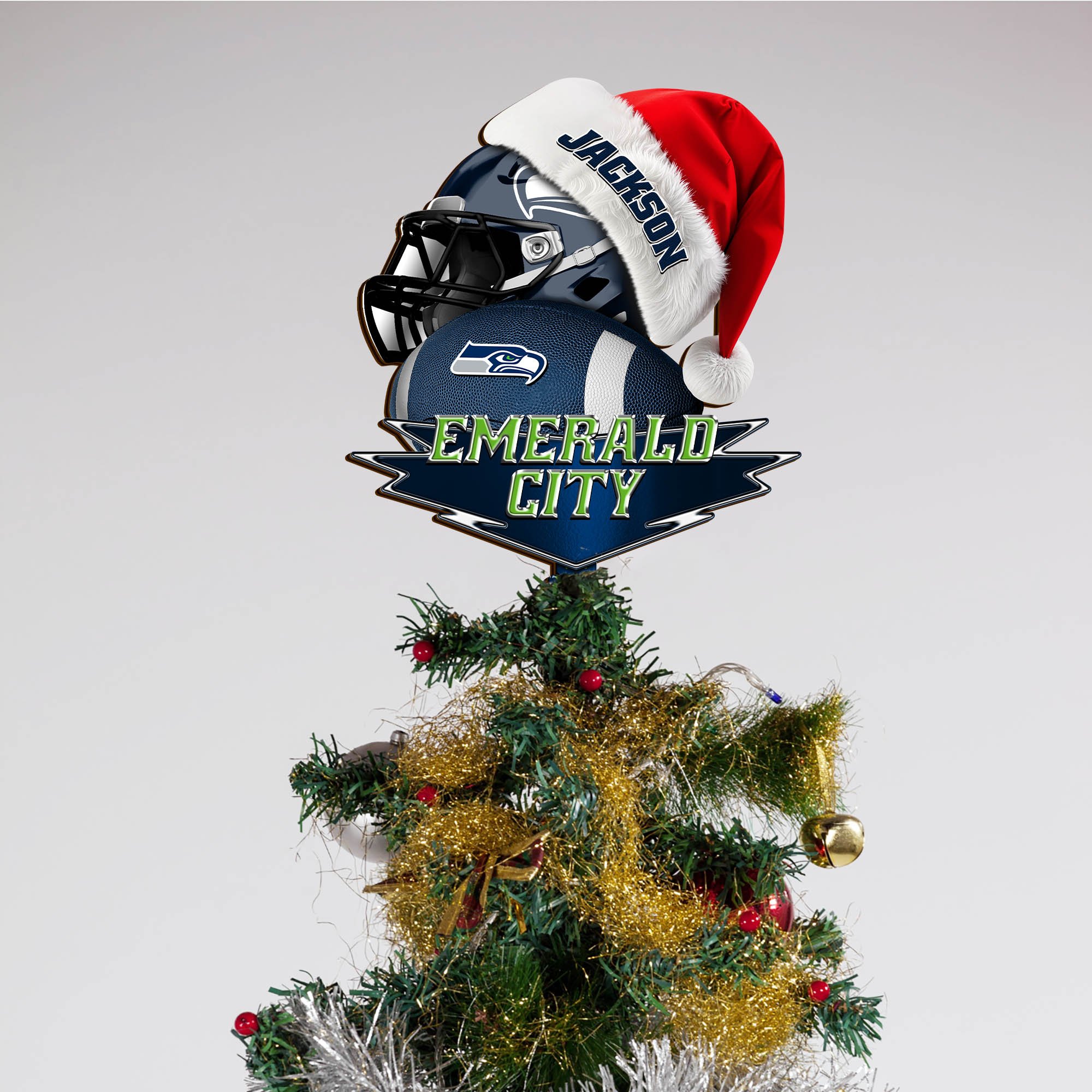 Alternative view of Seattle Seahawks Tree Topper 2024 Version Custom Your Name, Christmas Tree Topper For Sport Lovers, Christmas Tree Decor, Sport Gifts ETHY-62754