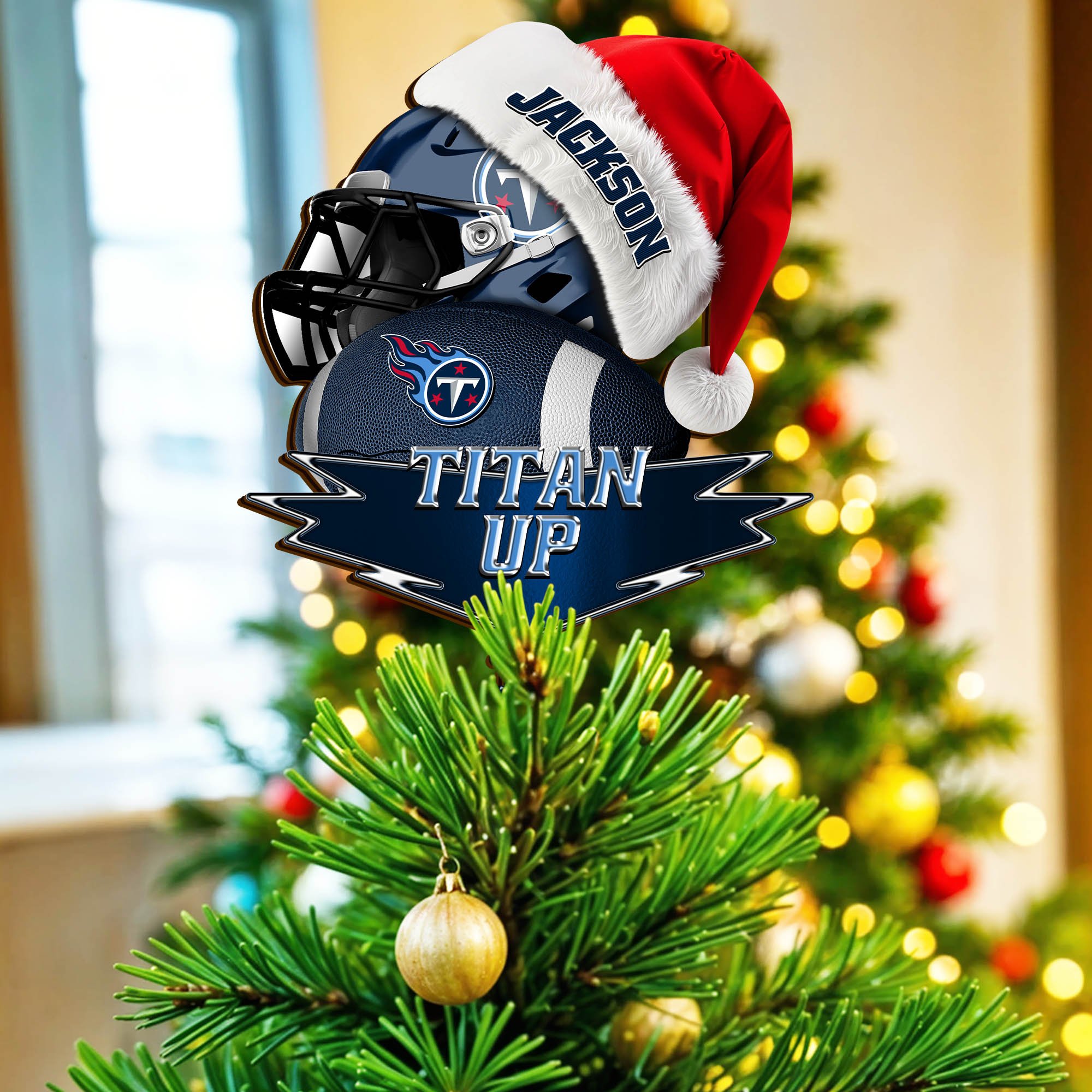 Tennessee Titans Tree Topper 2024 Version Custom Your Name, Christmas Tree Topper For Sport Lovers, Christmas Tree Decor, Sport Gifts ETHY-62754