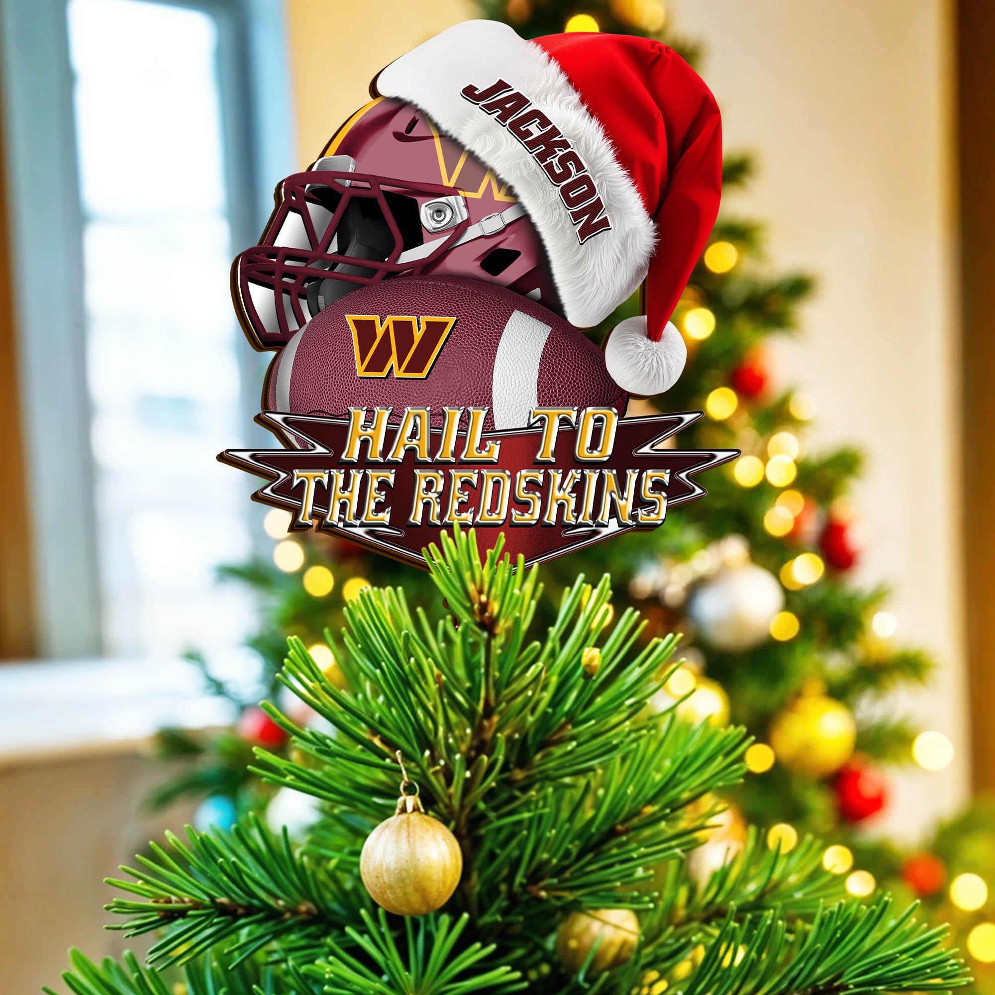 Washington Commanders Tree Topper 2024 Version Custom Your Name, Christmas Tree Topper For Sport Lovers, Christmas Tree Decor, Sport Gifts ETHY-62754