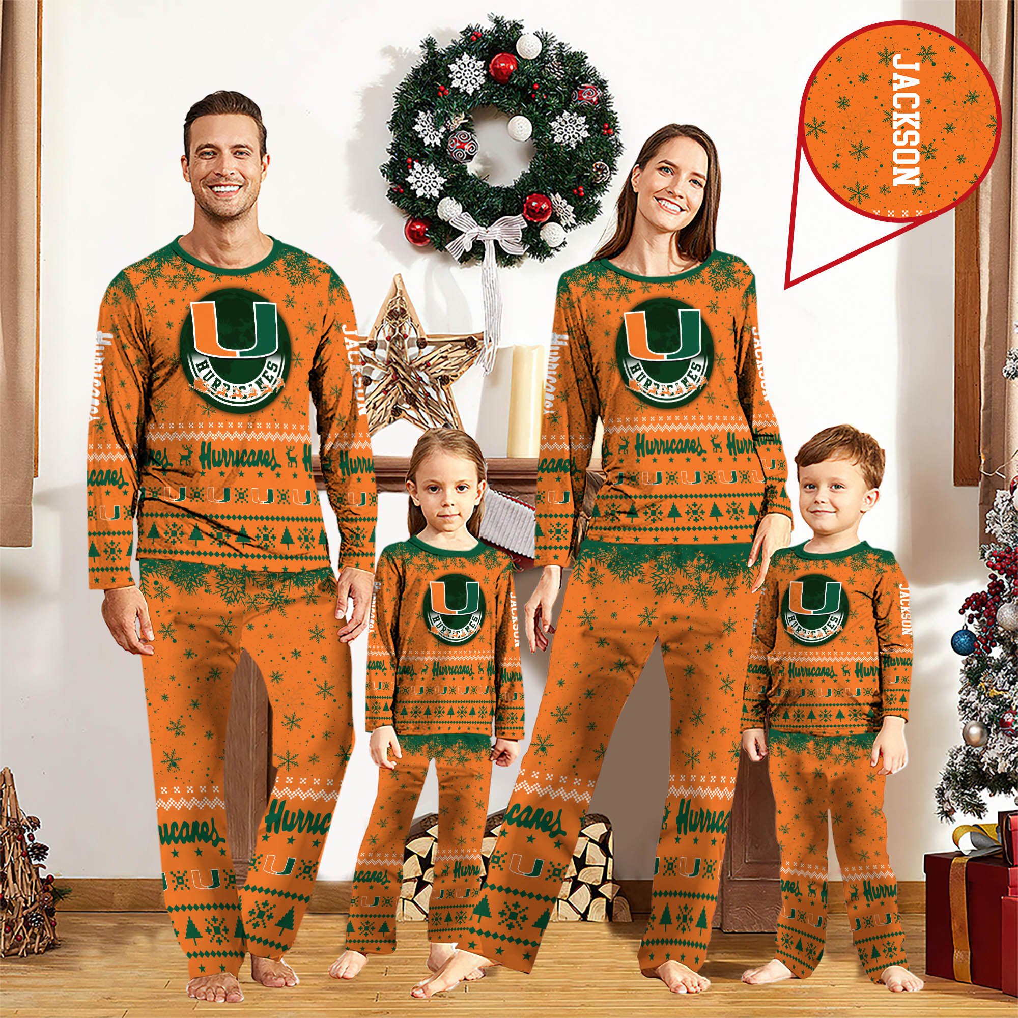 Miami Hurricanes Sport Pajamas 2024 Version Personalized Your Name, Sport Pajamas For Family, Christmas Gifts For Fans, Gifts For Kid ETHY-62762