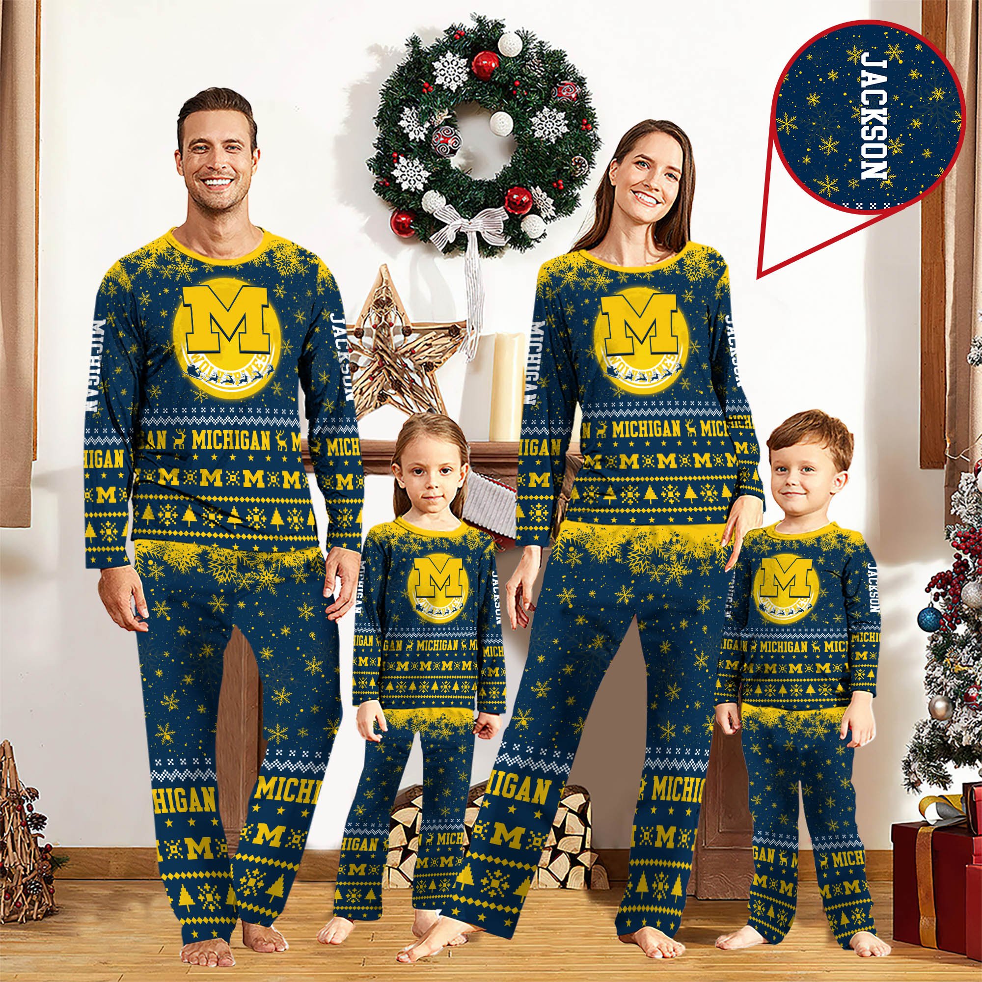 Michigan Wolverines Sport Pajamas 2024 Version Personalized Your Name, Sport Pajamas For Family, Christmas Gifts For Fans, Gifts For Kid ETHY-62762