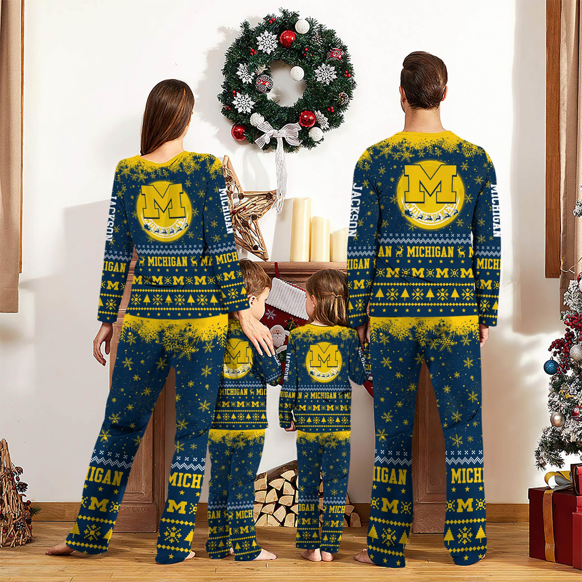 Alternative view of Michigan Wolverines Sport Pajamas 2024 Version Personalized Your Name, Sport Pajamas For Family, Christmas Gifts For Fans, Gifts For Kid ETHY-62762