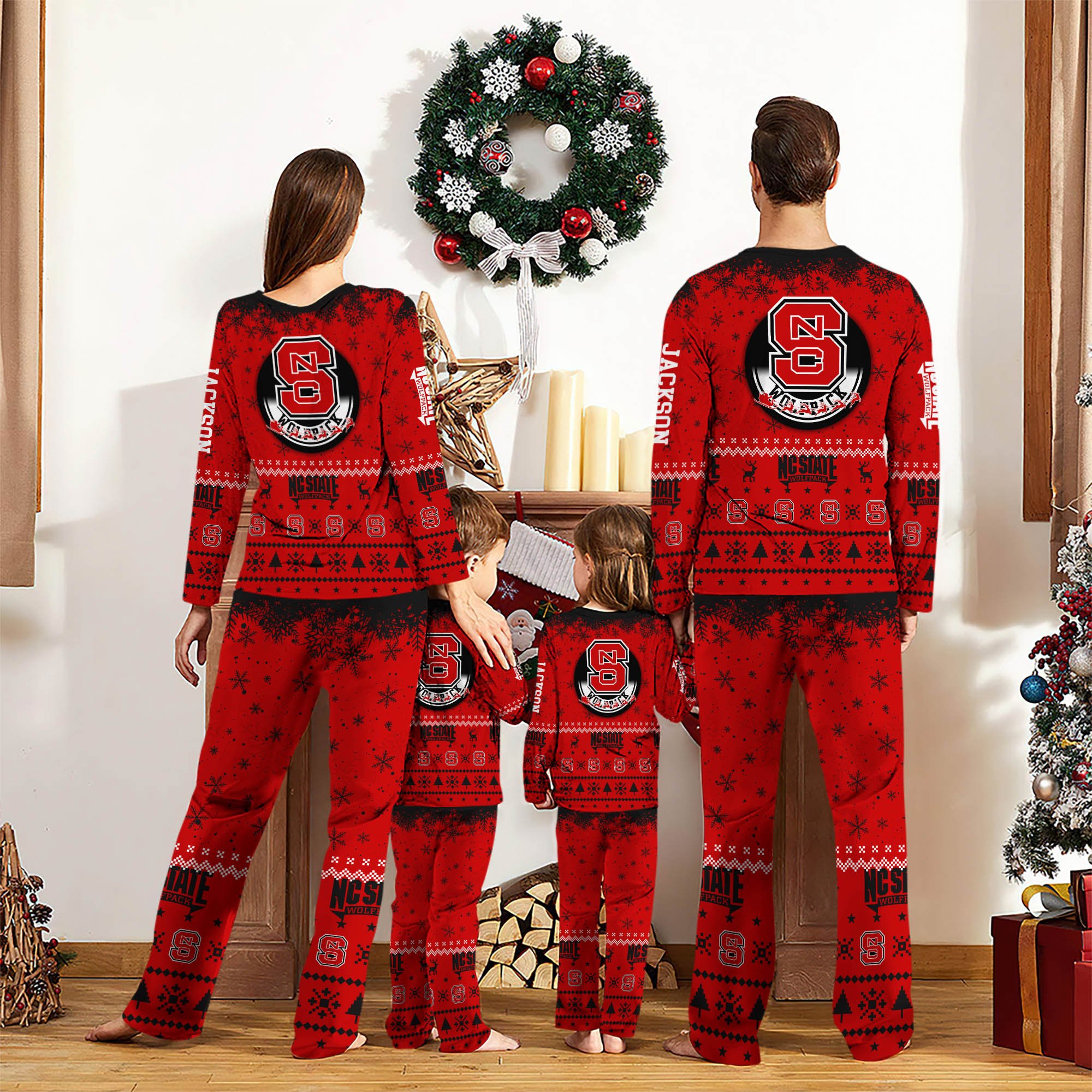 Alternative view of NC State Wolfpack Sport Pajamas 2024 Version Personalized Your Name, Sport Pajamas For Family, Christmas Gifts For Fans, Gifts For Kid ETHY-62762