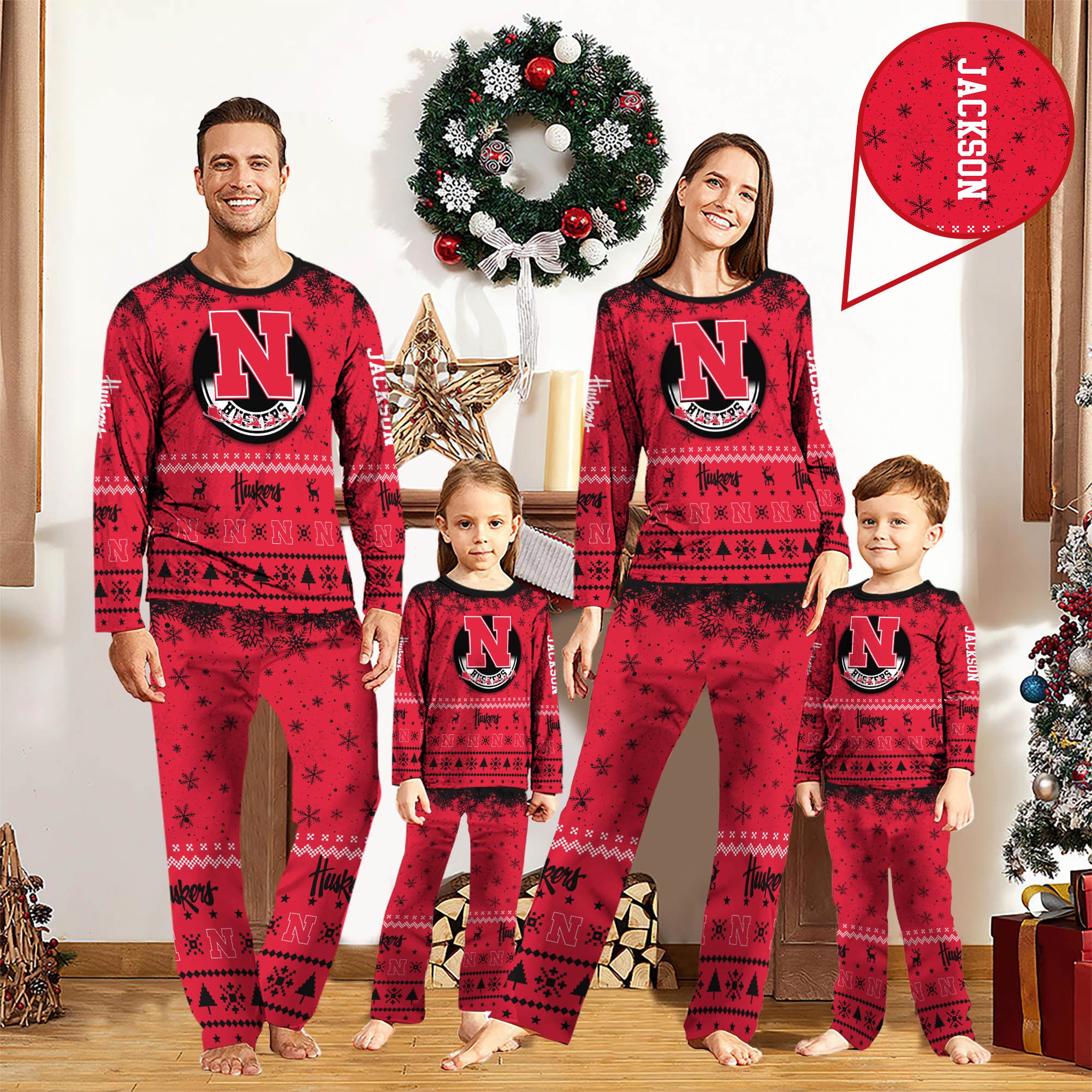 Nebraska Cornhuskers Sport Pajamas 2024 Version Personalized Your Name, Sport Pajamas For Family, Christmas Gifts For Fans, Gifts For Kid ETHY-62762