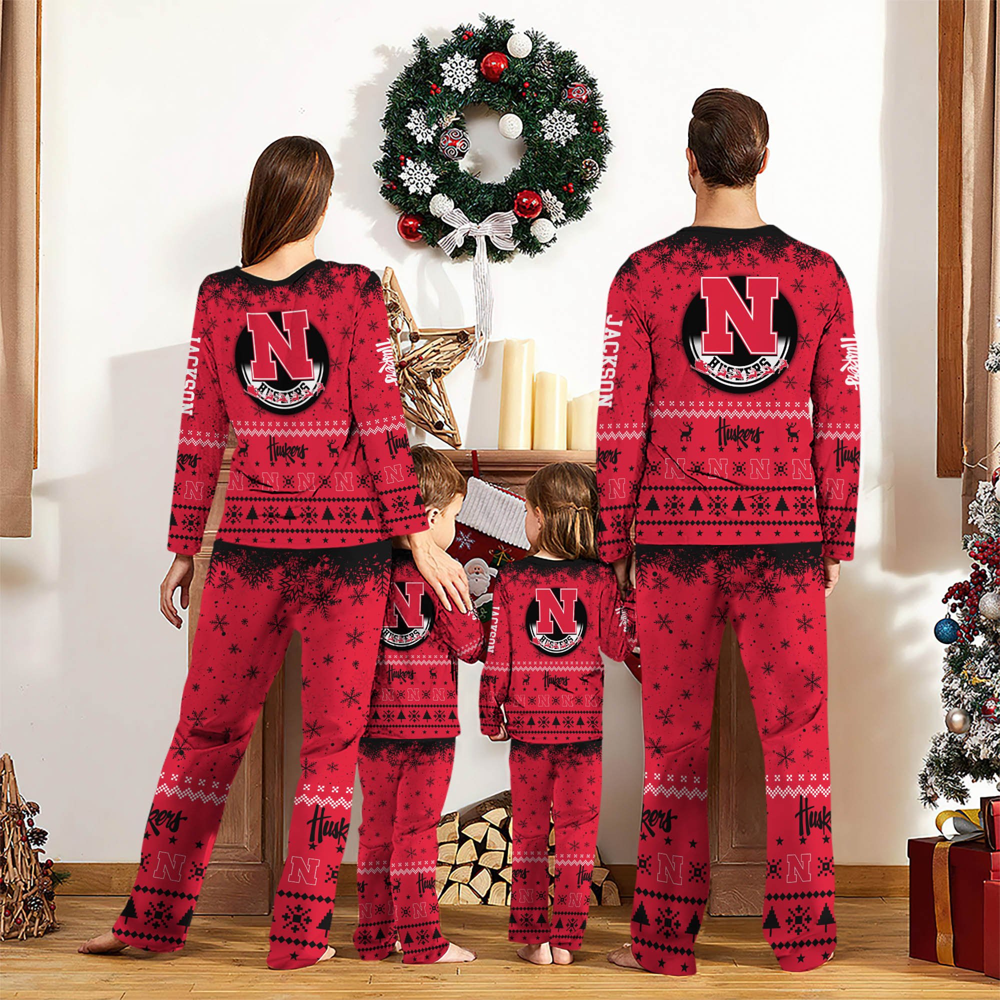 Alternative view of Nebraska Cornhuskers Sport Pajamas 2024 Version Personalized Your Name, Sport Pajamas For Family, Christmas Gifts For Fans, Gifts For Kid ETHY-62762