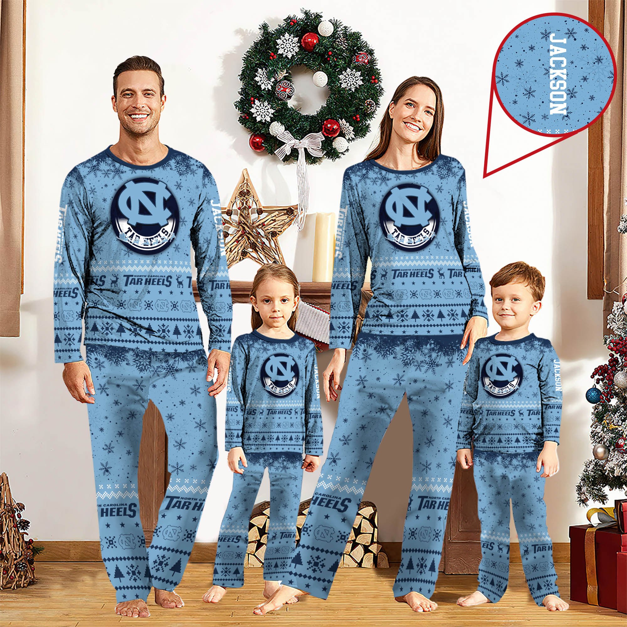 North Carolina Tar Heels Sport Pajamas 2024 Version Personalized Your Name, Sport Pajamas For Family, Christmas Gifts For Fans, Gifts For Kid ETHY-62762