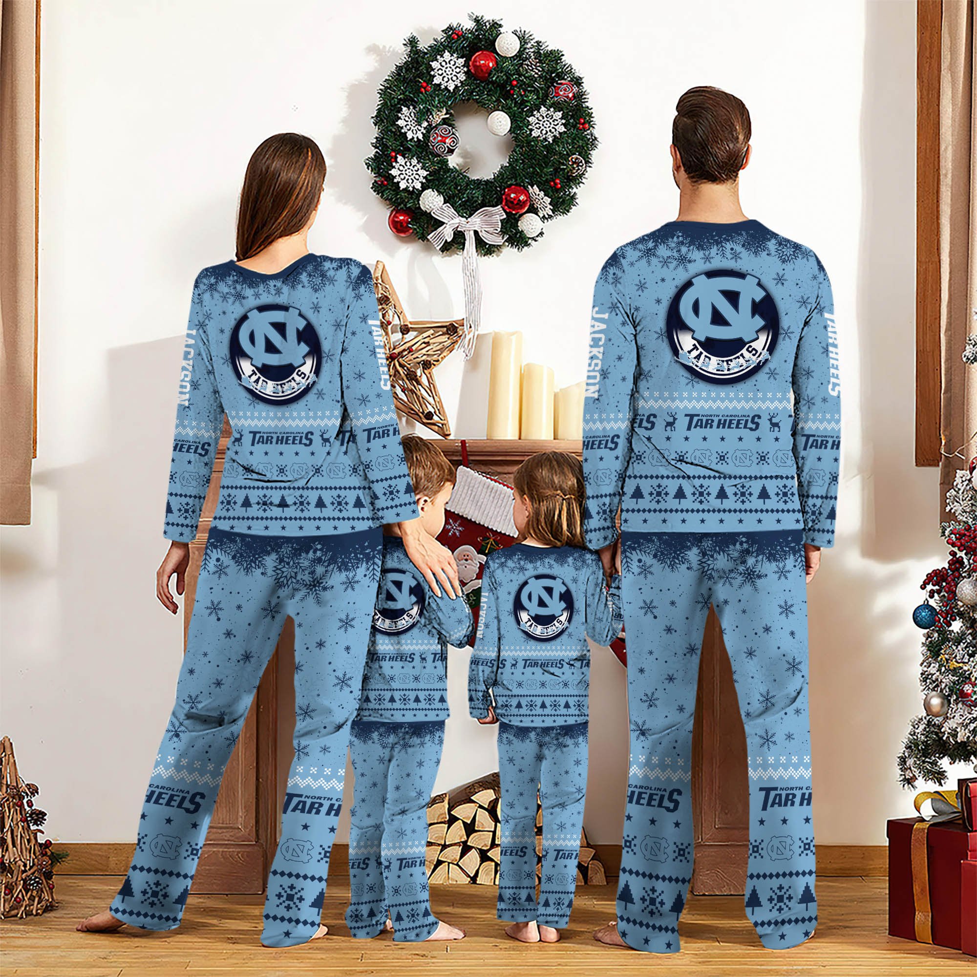 Alternative view of North Carolina Tar Heels Sport Pajamas 2024 Version Personalized Your Name, Sport Pajamas For Family, Christmas Gifts For Fans, Gifts For Kid ETHY-62762