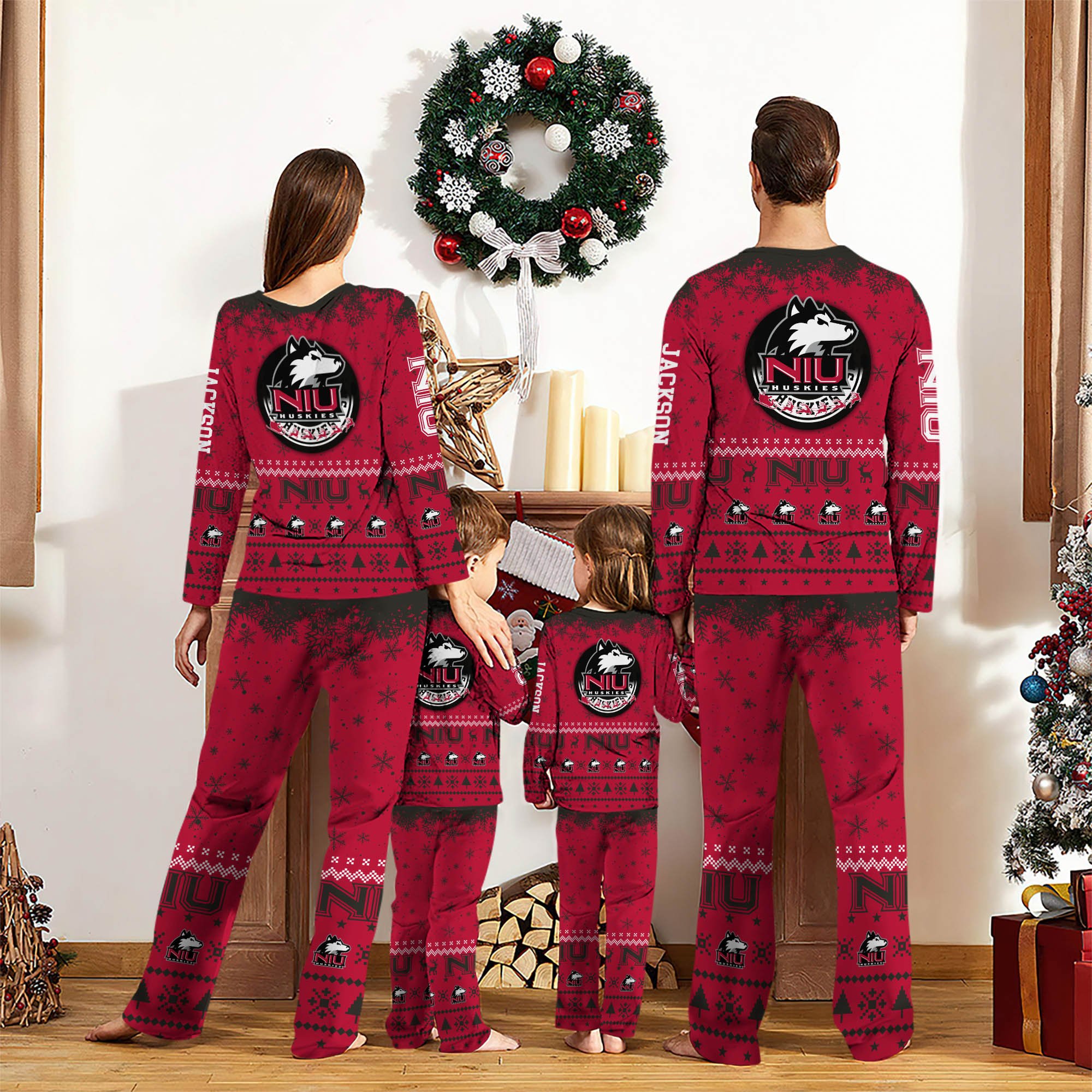Alternative view of Northern Illinois Huskies Sport Pajamas 2024 Version Personalized Your Name, Sport Pajamas For Family, Christmas Gifts For Fans, Gifts For Kid ETHY-62762