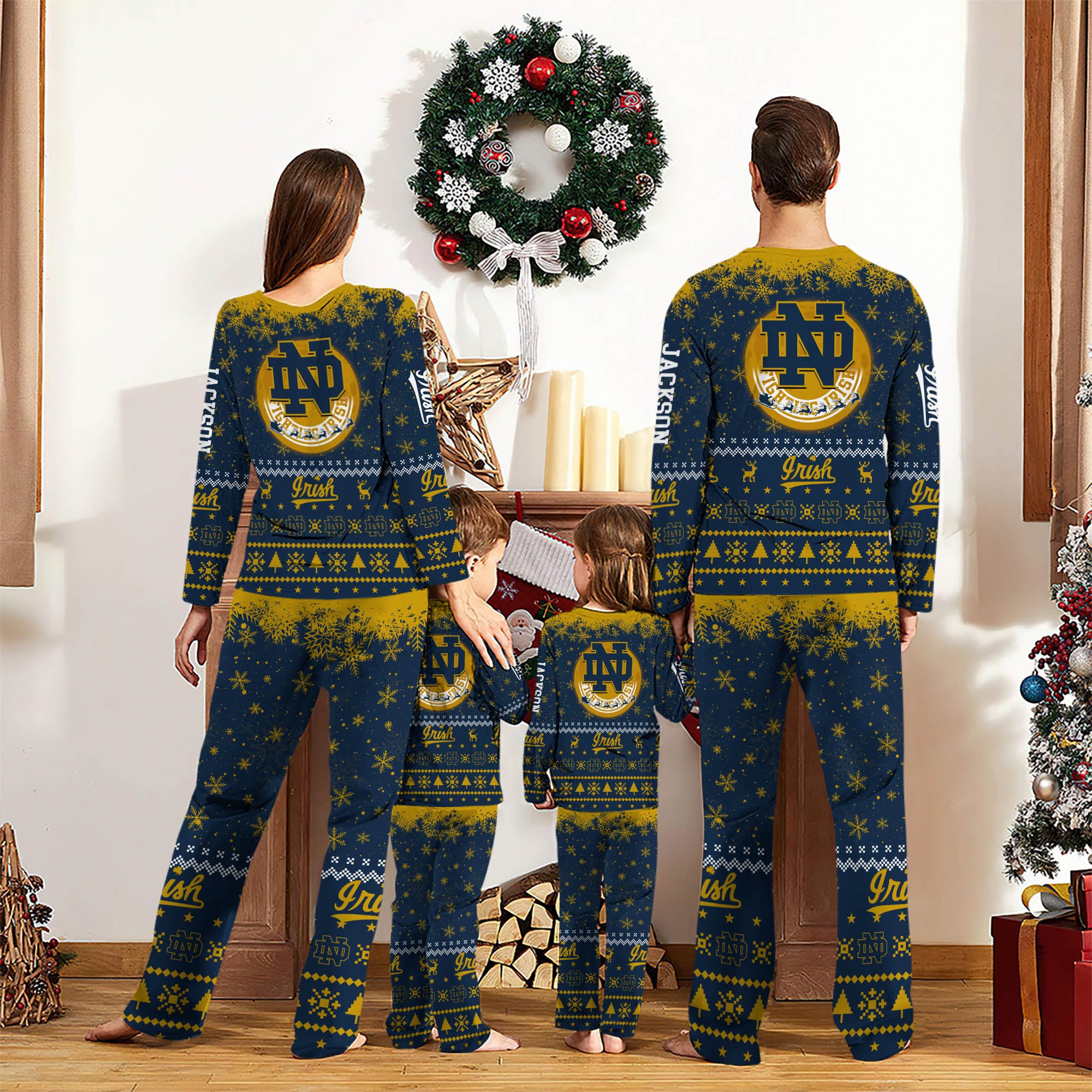 Alternative view of Notre Dame Fighting Irish Sport Pajamas 2024 Version Personalized Your Name, Sport Pajamas For Family, Christmas Gifts For Fans, Gifts For Kid ETHY-62762