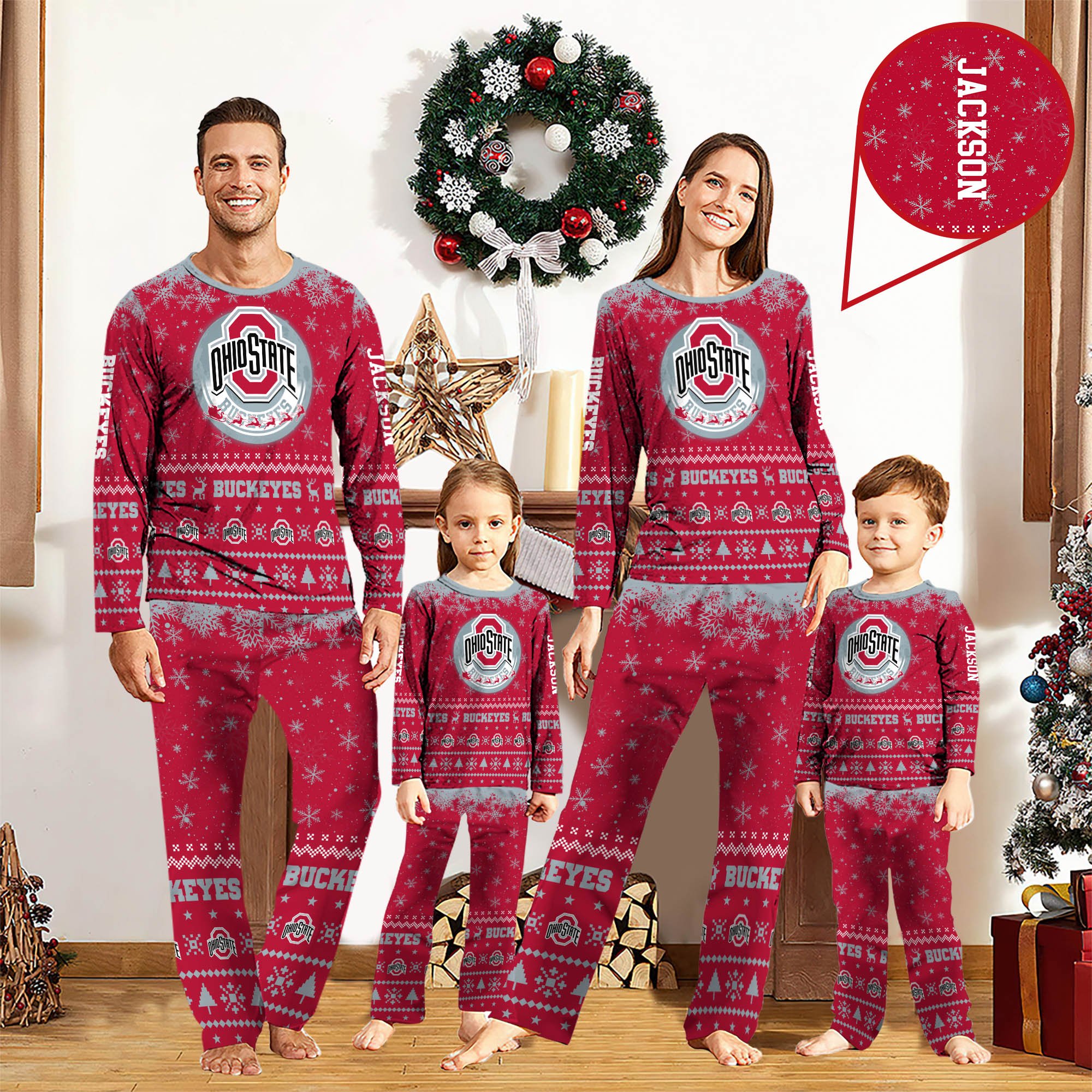 Ohio State Buckeyes Sport Pajamas 2024 Version Personalized Your Name, Sport Pajamas For Family, Christmas Gifts For Fans, Gifts For Kid ETHY-62762