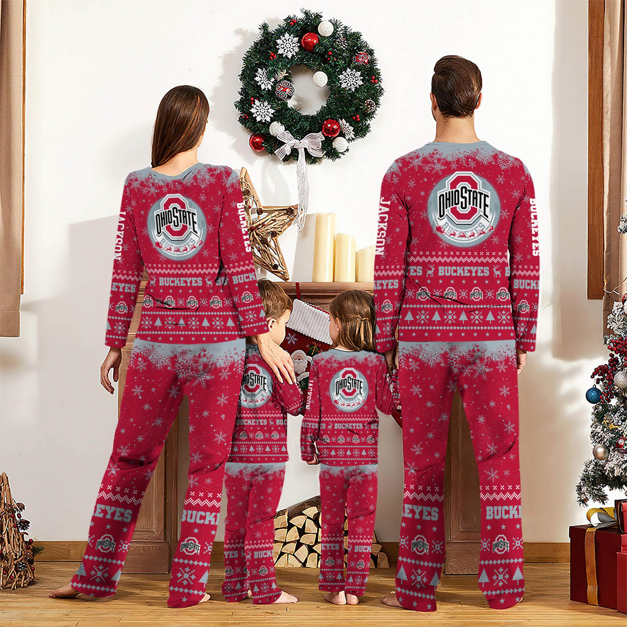 Alternative view of Ohio State Buckeyes Sport Pajamas 2024 Version Personalized Your Name, Sport Pajamas For Family, Christmas Gifts For Fans, Gifts For Kid ETHY-62762