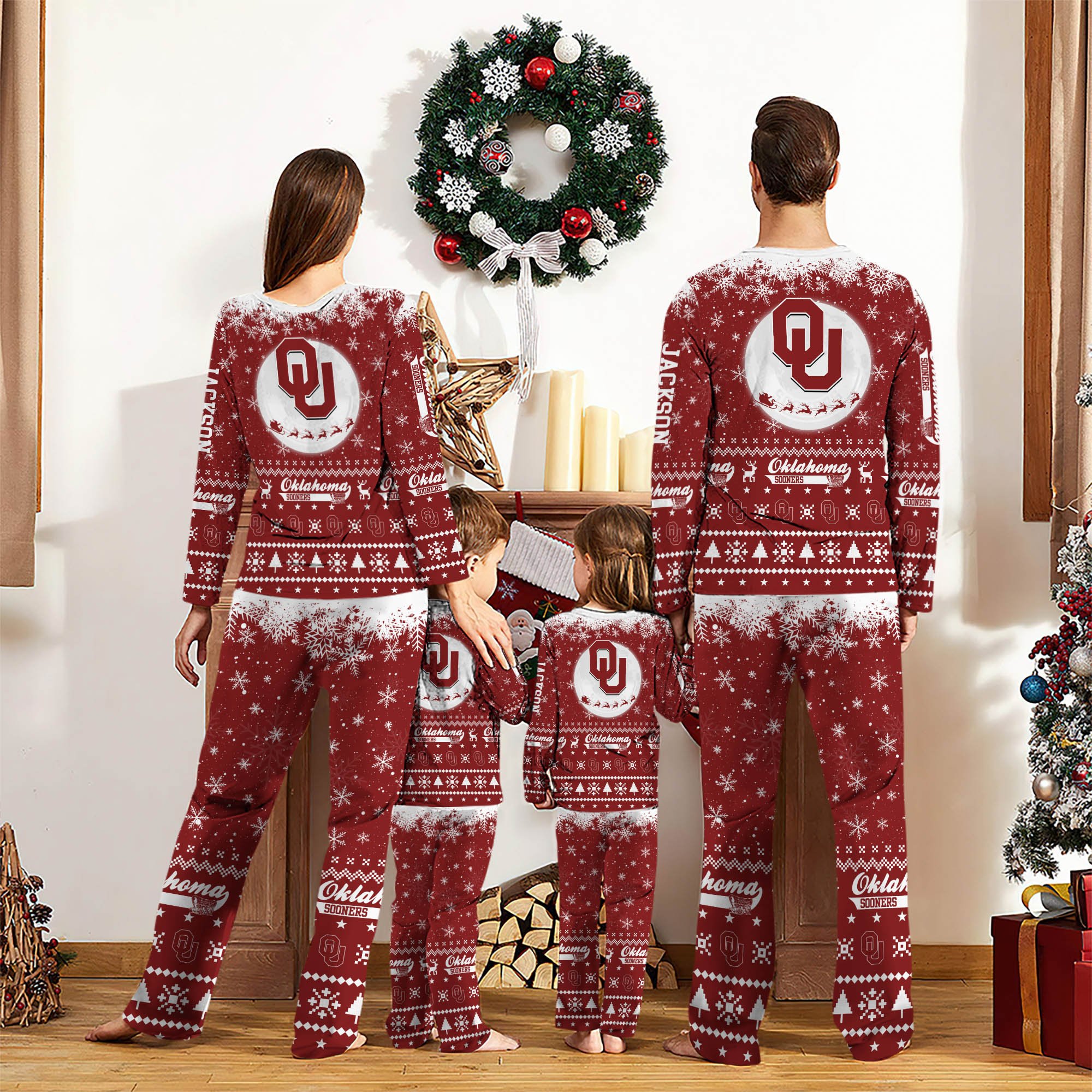 Alternative view of Oklahoma Sooners Sport Pajamas 2024 Version Personalized Your Name, Sport Pajamas For Family, Christmas Gifts For Fans, Gifts For Kid ETHY-62762