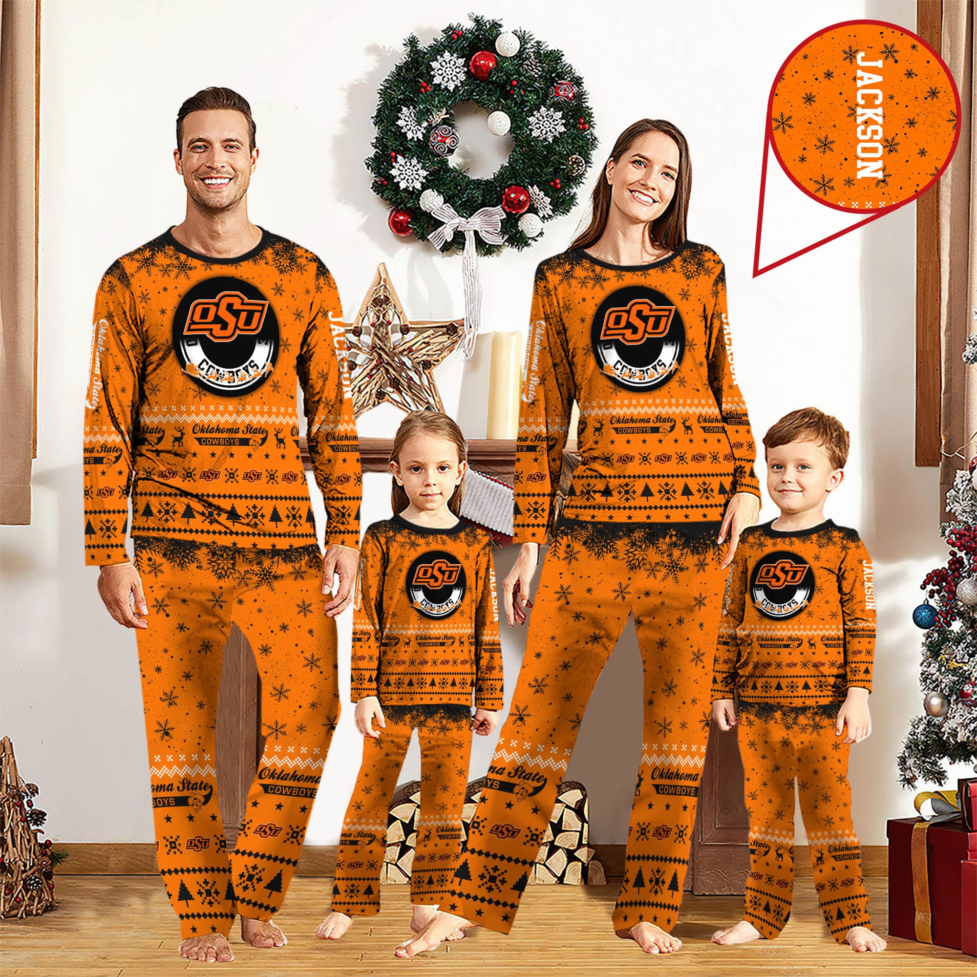 Oklahoma State Cowboys Sport Pajamas 2024 Version Personalized Your Name, Sport Pajamas For Family, Christmas Gifts For Fans, Gifts For Kid ETHY-62762