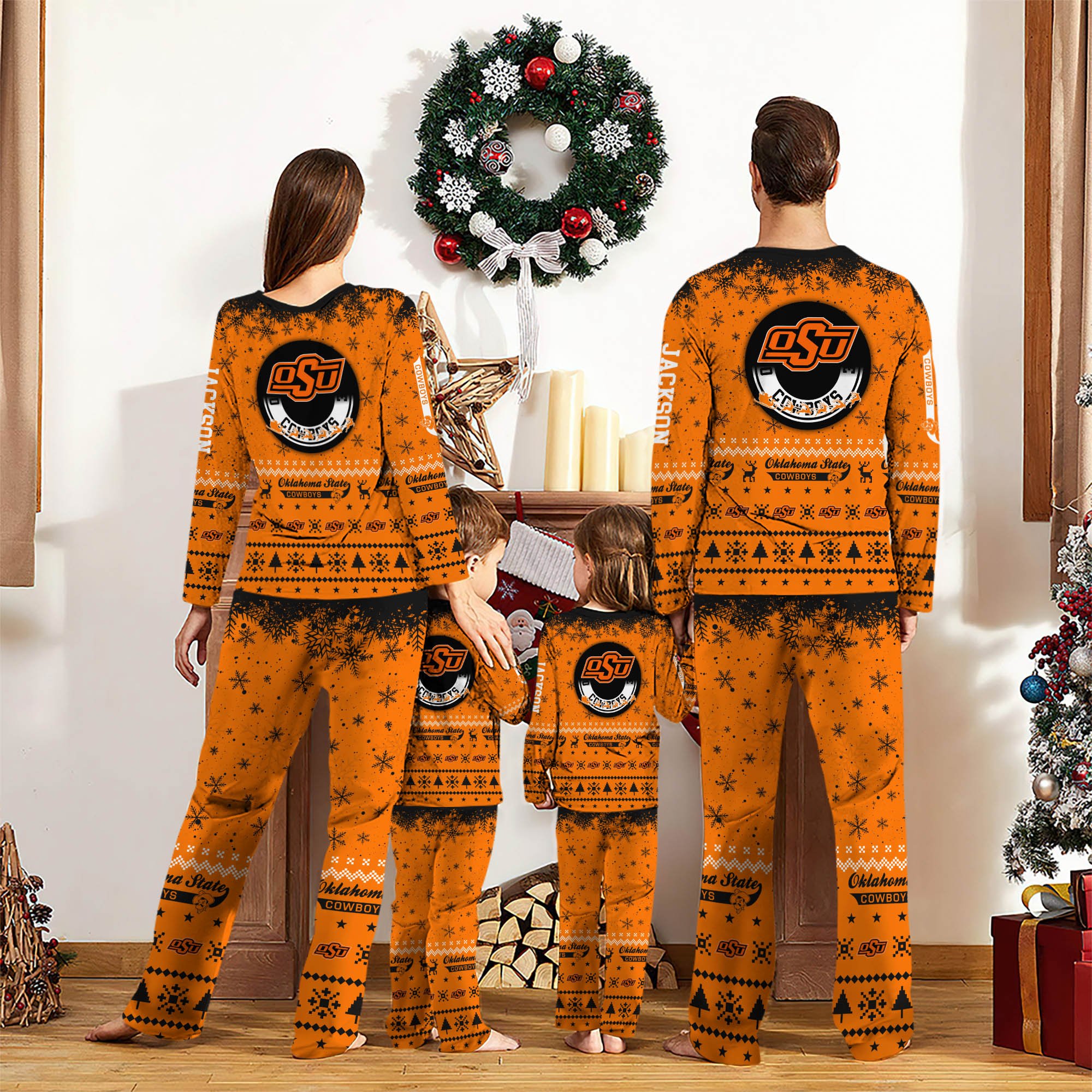 Alternative view of Oklahoma State Cowboys Sport Pajamas 2024 Version Personalized Your Name, Sport Pajamas For Family, Christmas Gifts For Fans, Gifts For Kid ETHY-62762