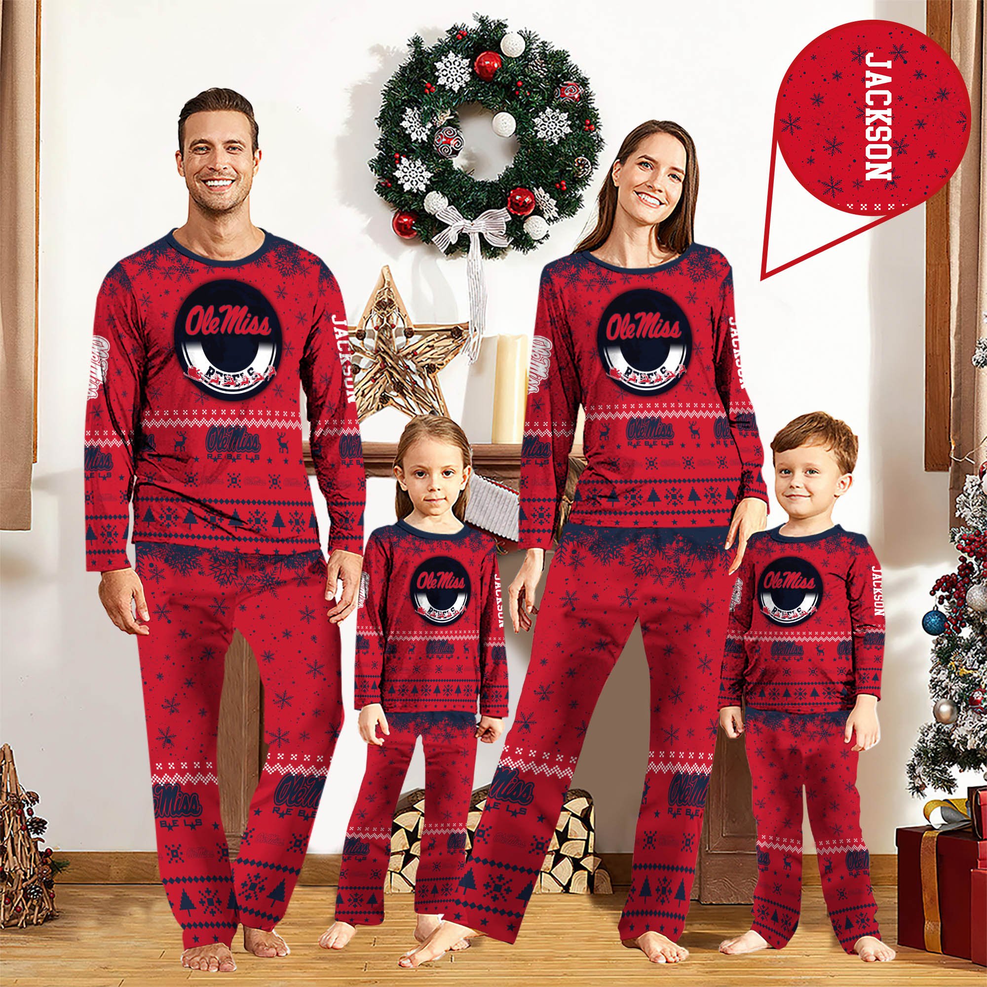 Ole Miss Rebels Sport Pajamas 2024 Version Personalized Your Name, Sport Pajamas For Family, Christmas Gifts For Fans, Gifts For Kid ETHY-62762