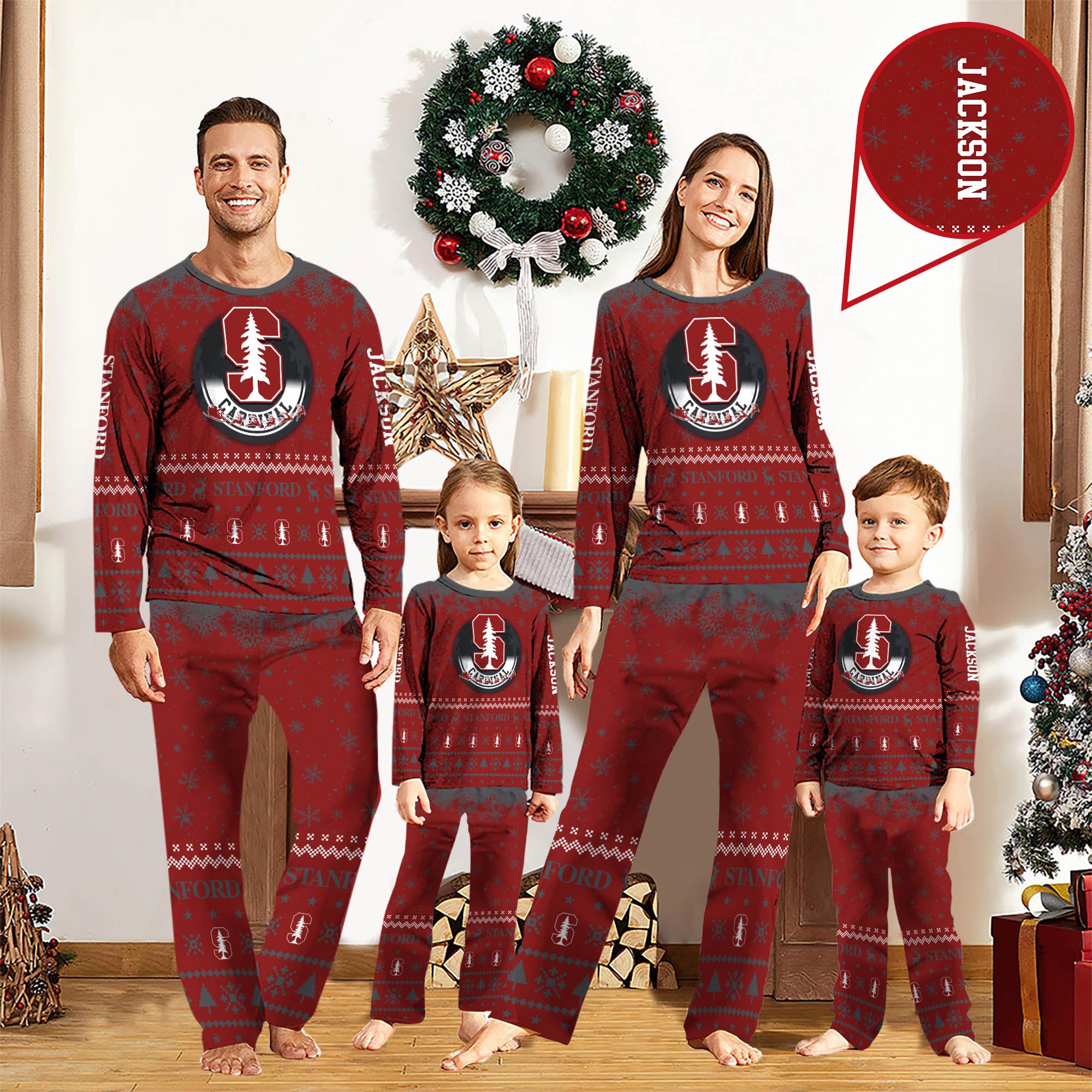 Stanford Cardinal Sport Pajamas 2024 Version Personalized Your Name, Sport Pajamas For Family, Christmas Gifts For Fans, Gifts For Kid ETHY-62762