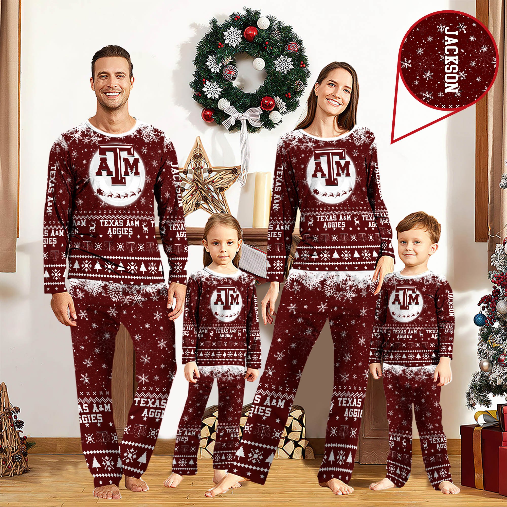 Texas A&M Aggies Sport Pajamas 2024 Version Personalized Your Name, Sport Pajamas For Family, Christmas Gifts For Fans, Gifts For Kid ETHY-62762