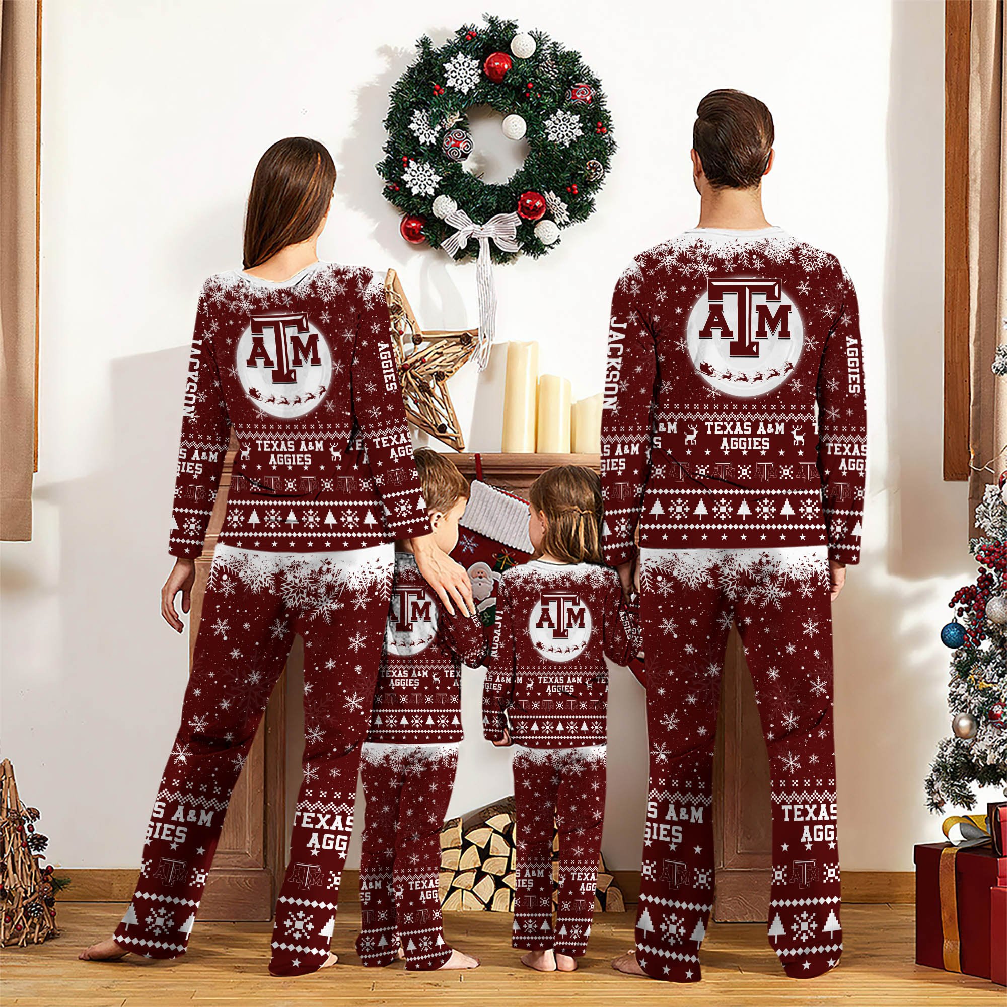 Alternative view of Texas A&M Aggies Sport Pajamas 2024 Version Personalized Your Name, Sport Pajamas For Family, Christmas Gifts For Fans, Gifts For Kid ETHY-62762