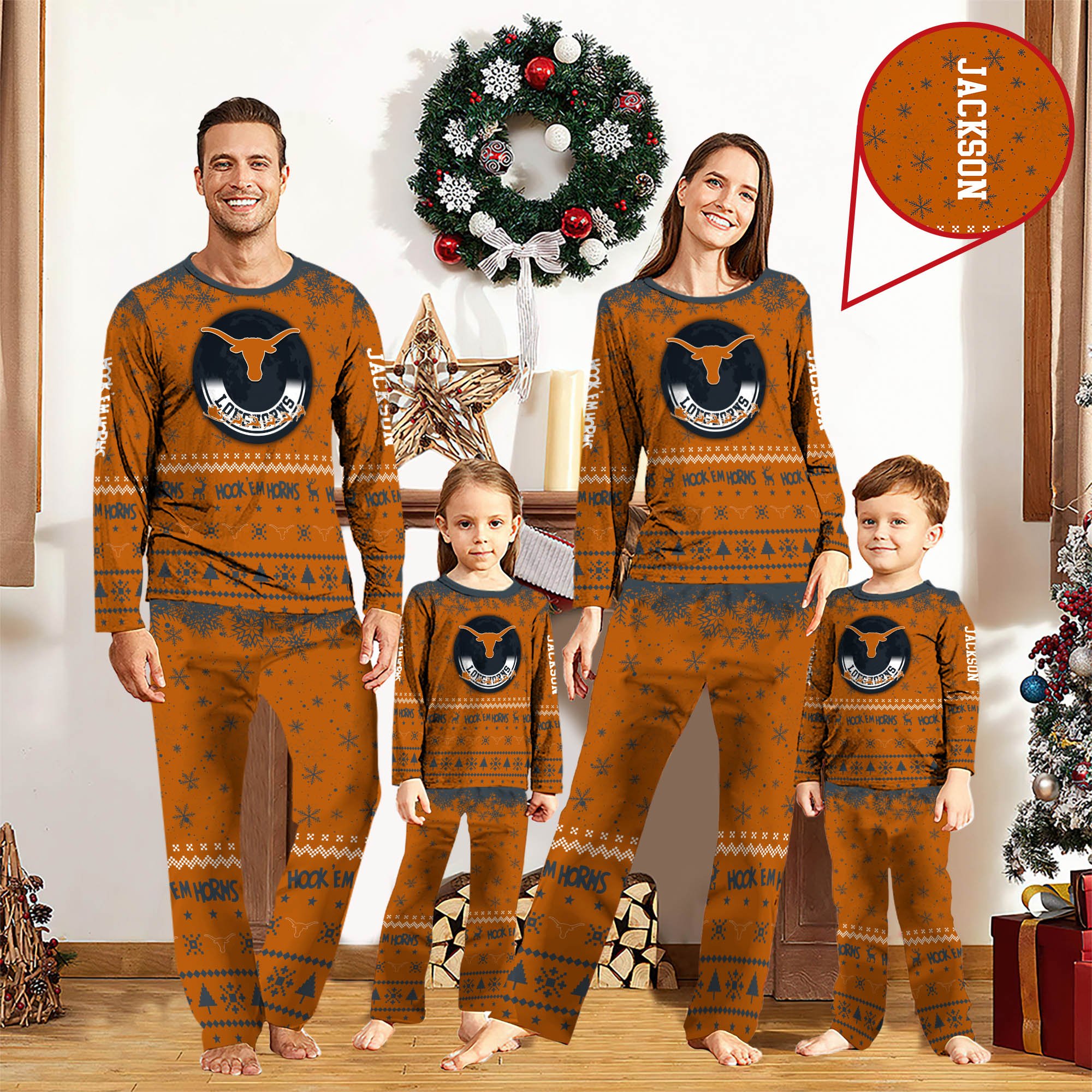 Texas Longhorns Sport Pajamas 2024 Version Personalized Your Name, Sport Pajamas For Family, Christmas Gifts For Fans, Gifts For Kid ETHY-62762