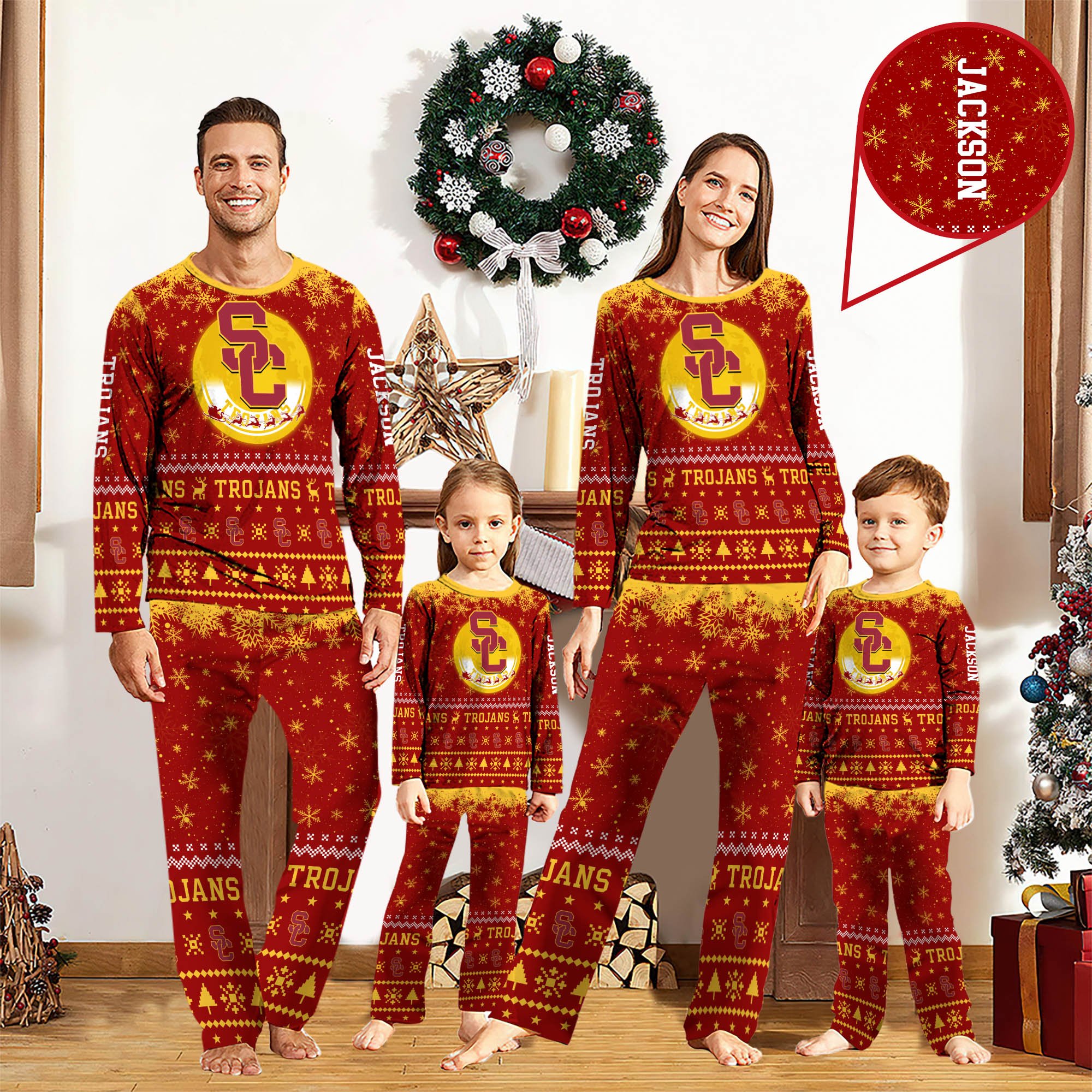 USC Trojans Sport Pajamas 2024 Version Personalized Your Name, Sport Pajamas For Family, Christmas Gifts For Fans, Gifts For Kid ETHY-62762