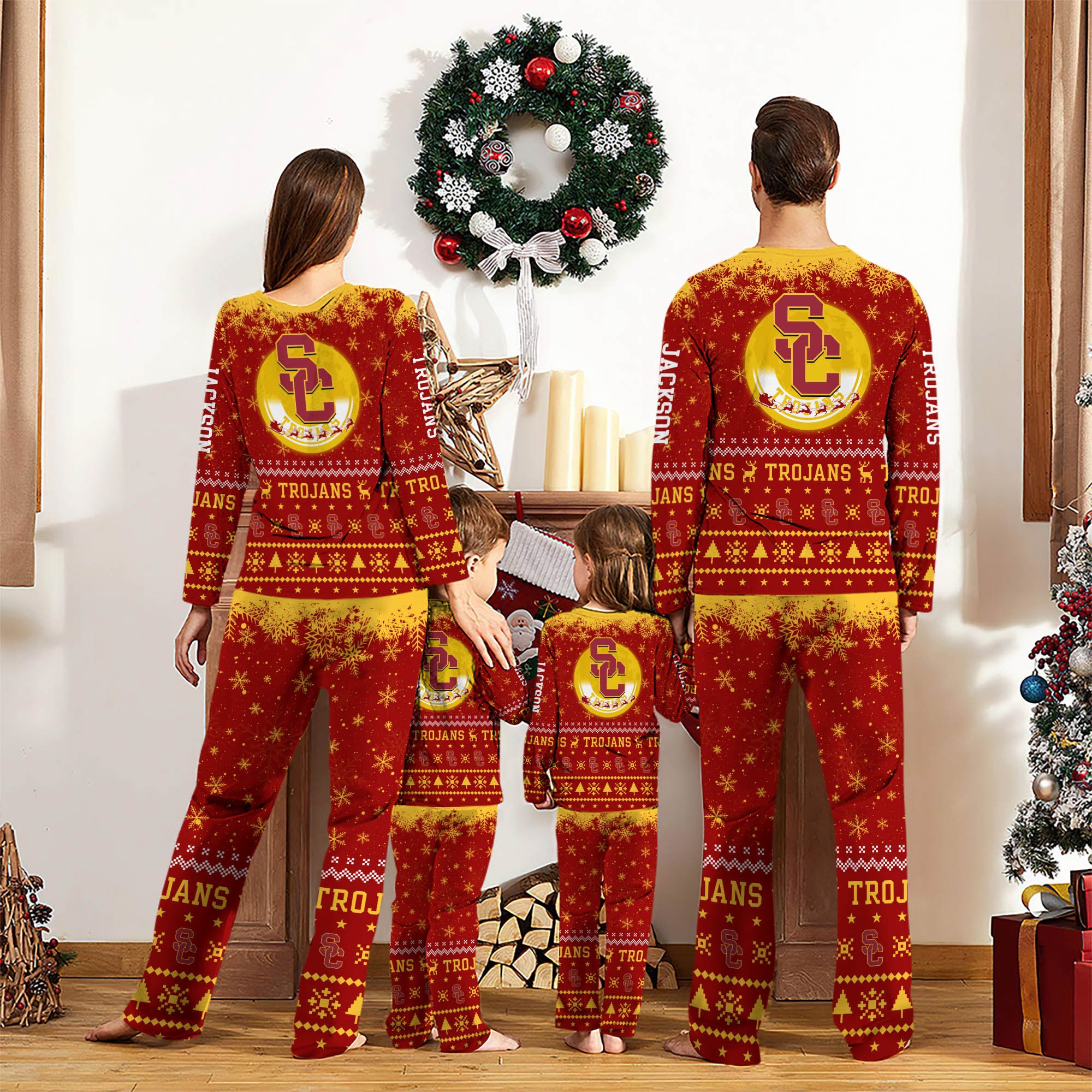 Alternative view of USC Trojans Sport Pajamas 2024 Version Personalized Your Name, Sport Pajamas For Family, Christmas Gifts For Fans, Gifts For Kid ETHY-62762