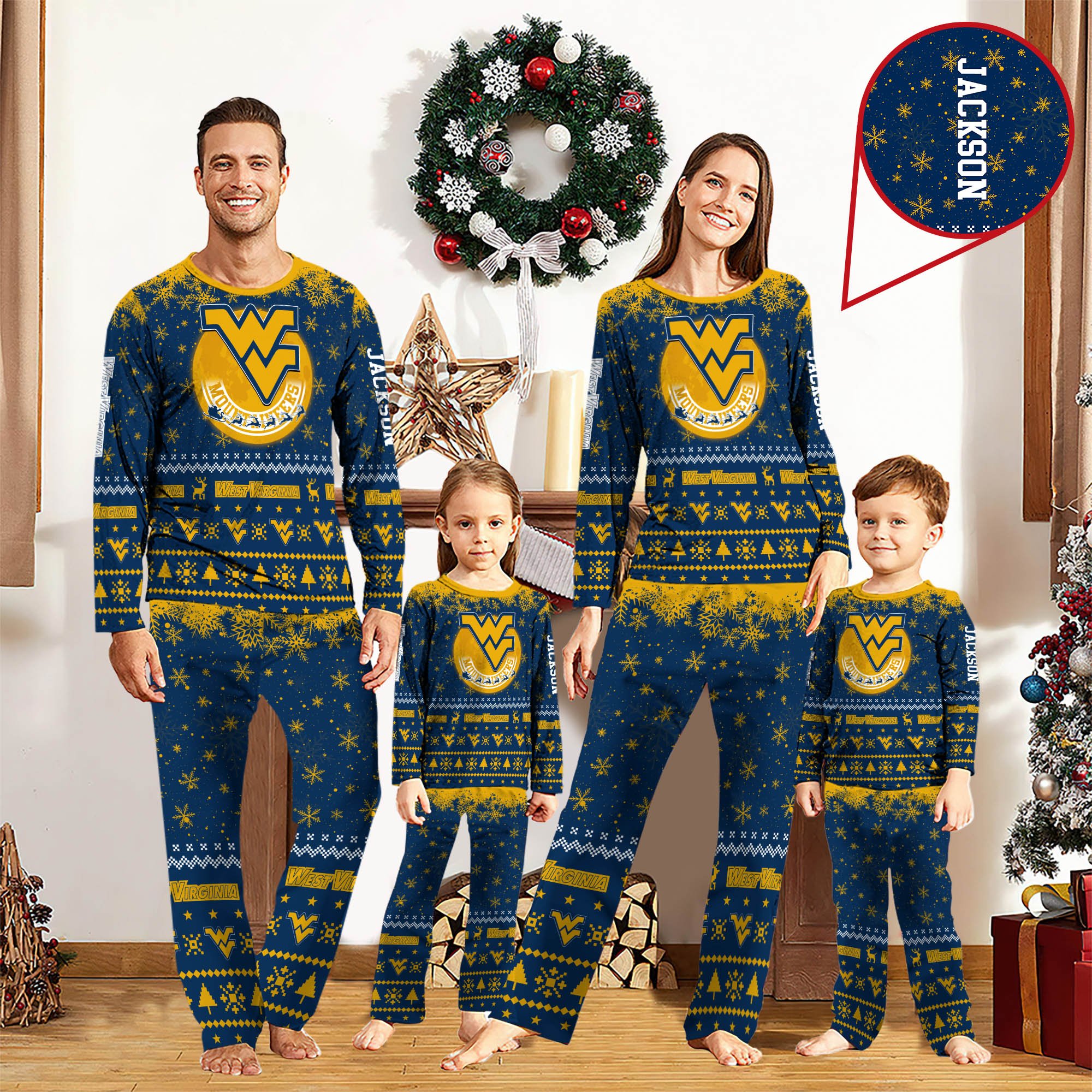 West Virginia Mountaineers Sport Pajamas 2024 Version Personalized Your Name, Sport Pajamas For Family, Christmas Gifts For Fans, Gifts For Kid ETHY-62762