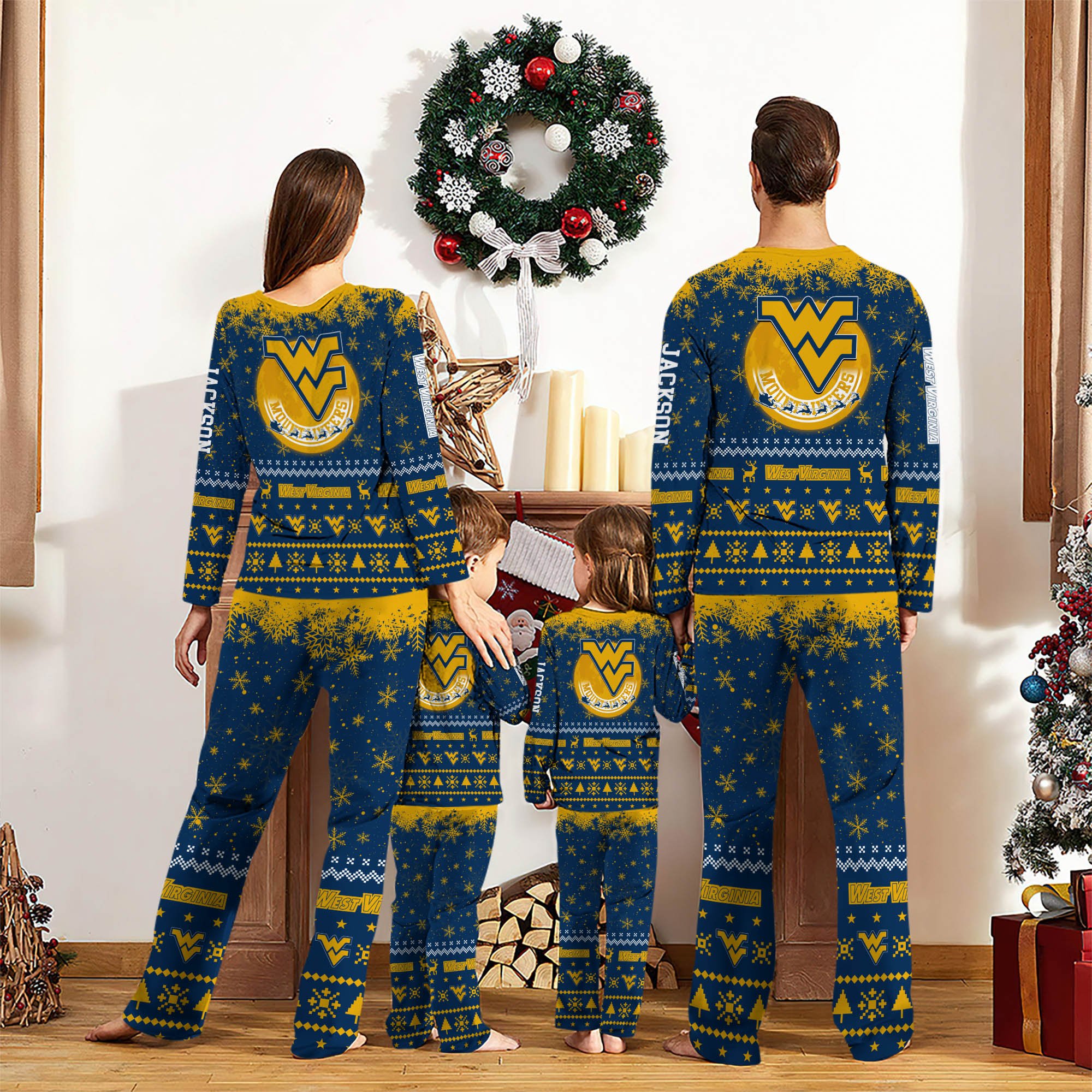 Alternative view of West Virginia Mountaineers Sport Pajamas 2024 Version Personalized Your Name, Sport Pajamas For Family, Christmas Gifts For Fans, Gifts For Kid ETHY-62762