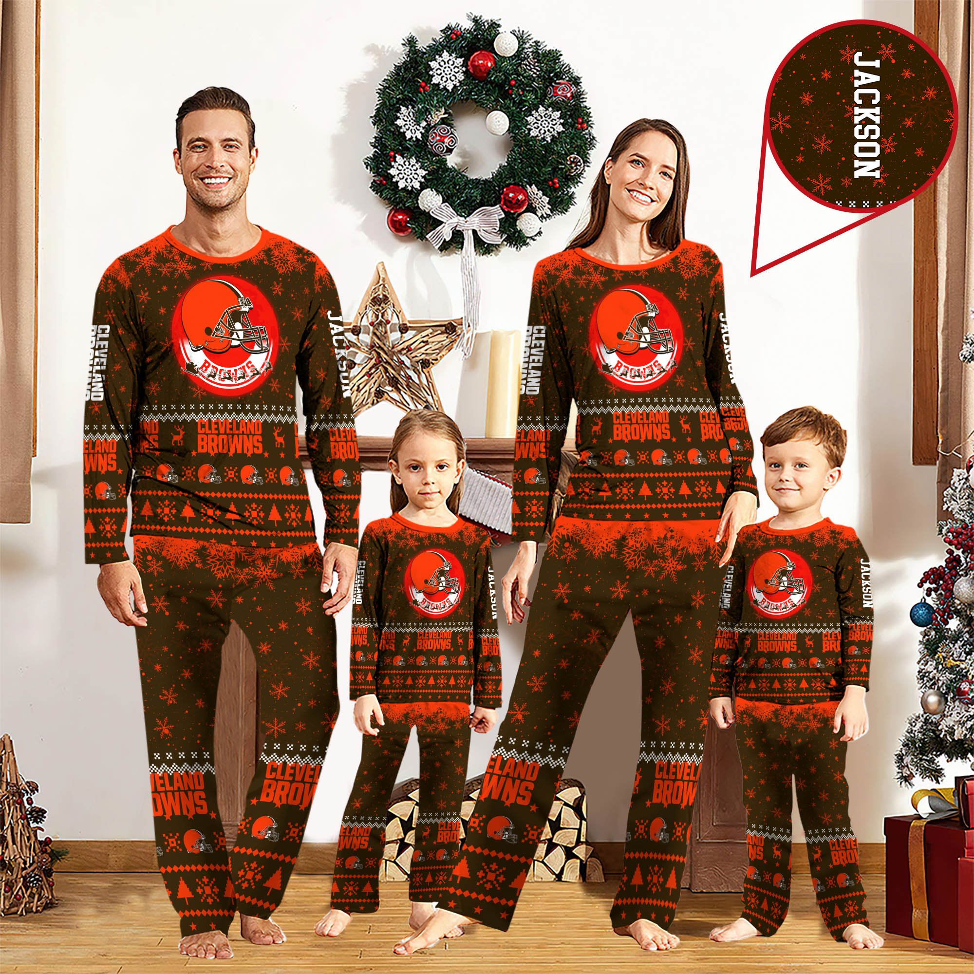 Cleveland Browns Sport Pajamas 2024 Version Personalized Your Name, Sport Pajamas For Family, Christmas Gifts For Fans, Gifts For Kid ETHY-62762