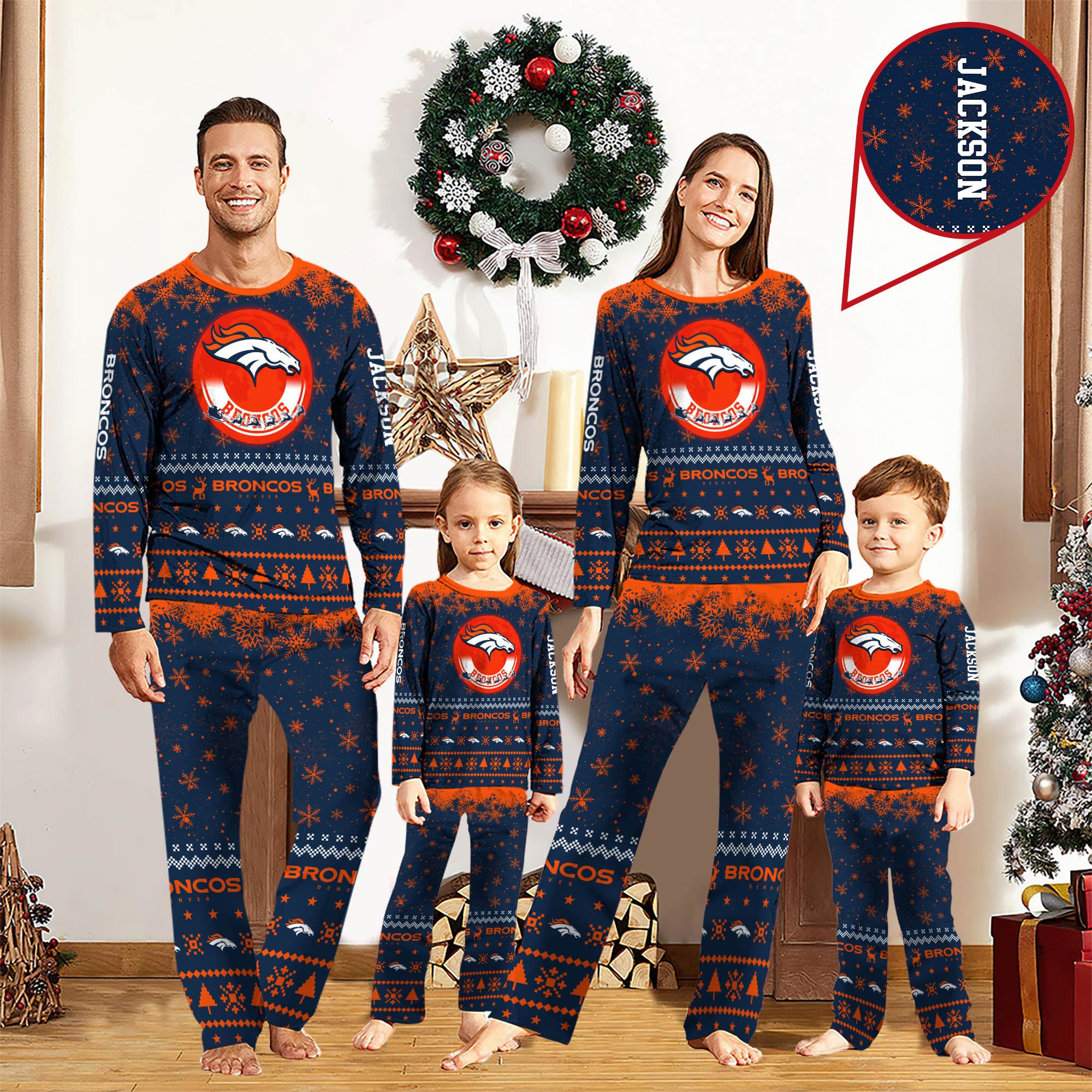 Denver Broncos Sport Pajamas 2024 Version Personalized Your Name, Sport Pajamas For Family, Christmas Gifts For Fans, Gifts For Kid ETHY-62762