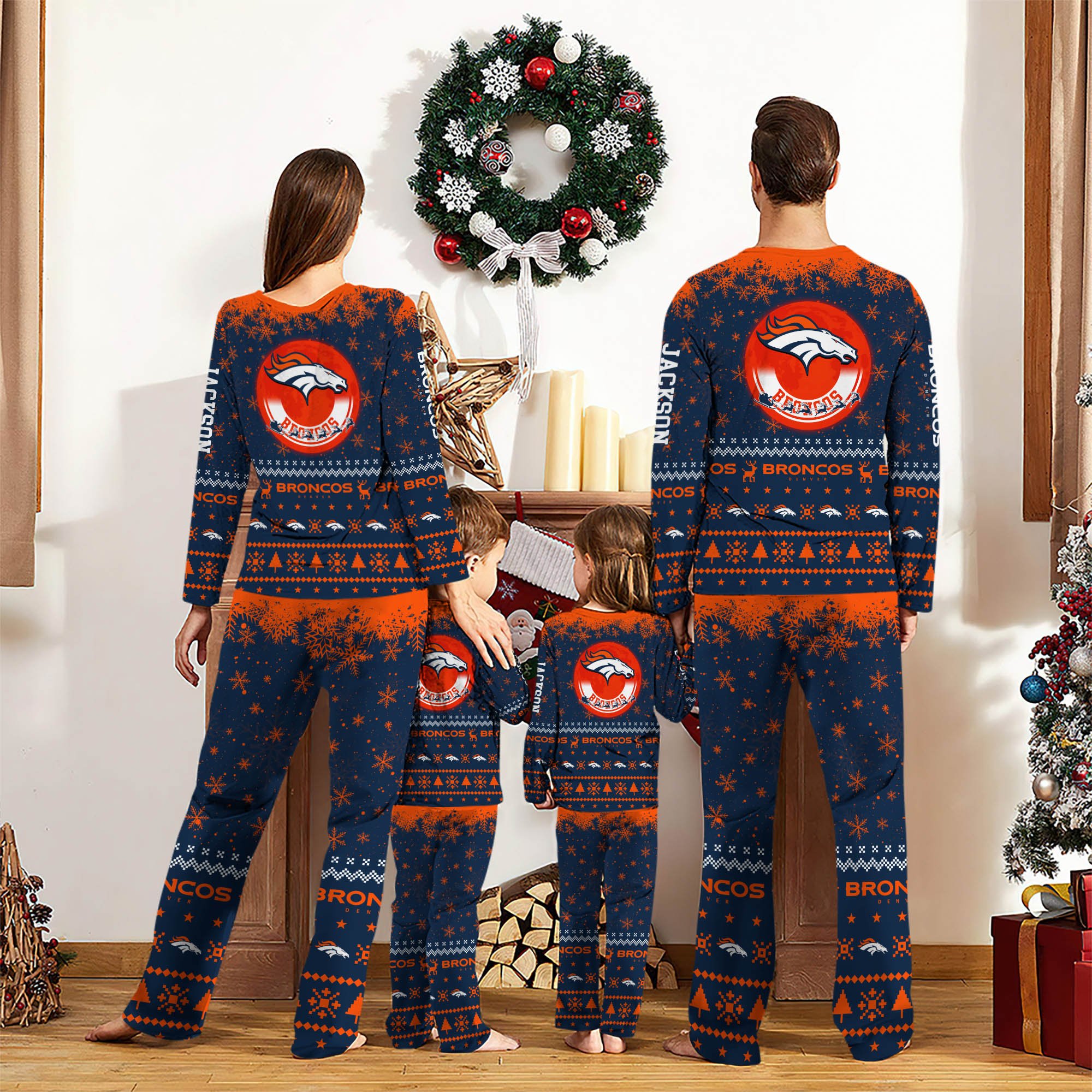 Alternative view of Denver Broncos Sport Pajamas 2024 Version Personalized Your Name, Sport Pajamas For Family, Christmas Gifts For Fans, Gifts For Kid ETHY-62762