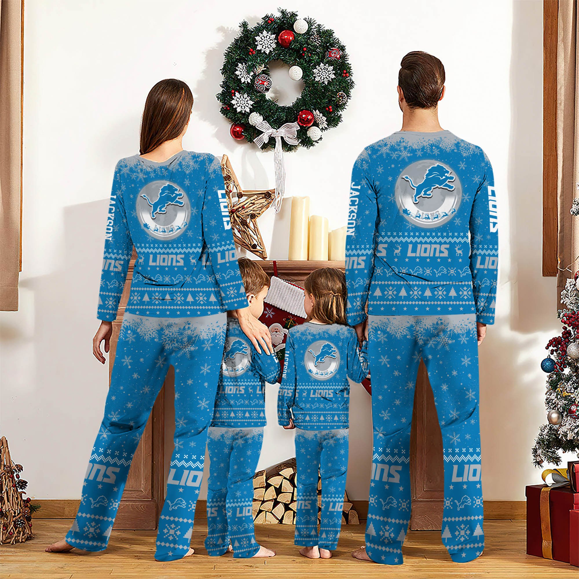 Alternative view of Detroit Lions Sport Pajamas 2024 Version Personalized Your Name, Sport Pajamas For Family, Christmas Gifts For Fans, Gifts For Kid ETHY-62762