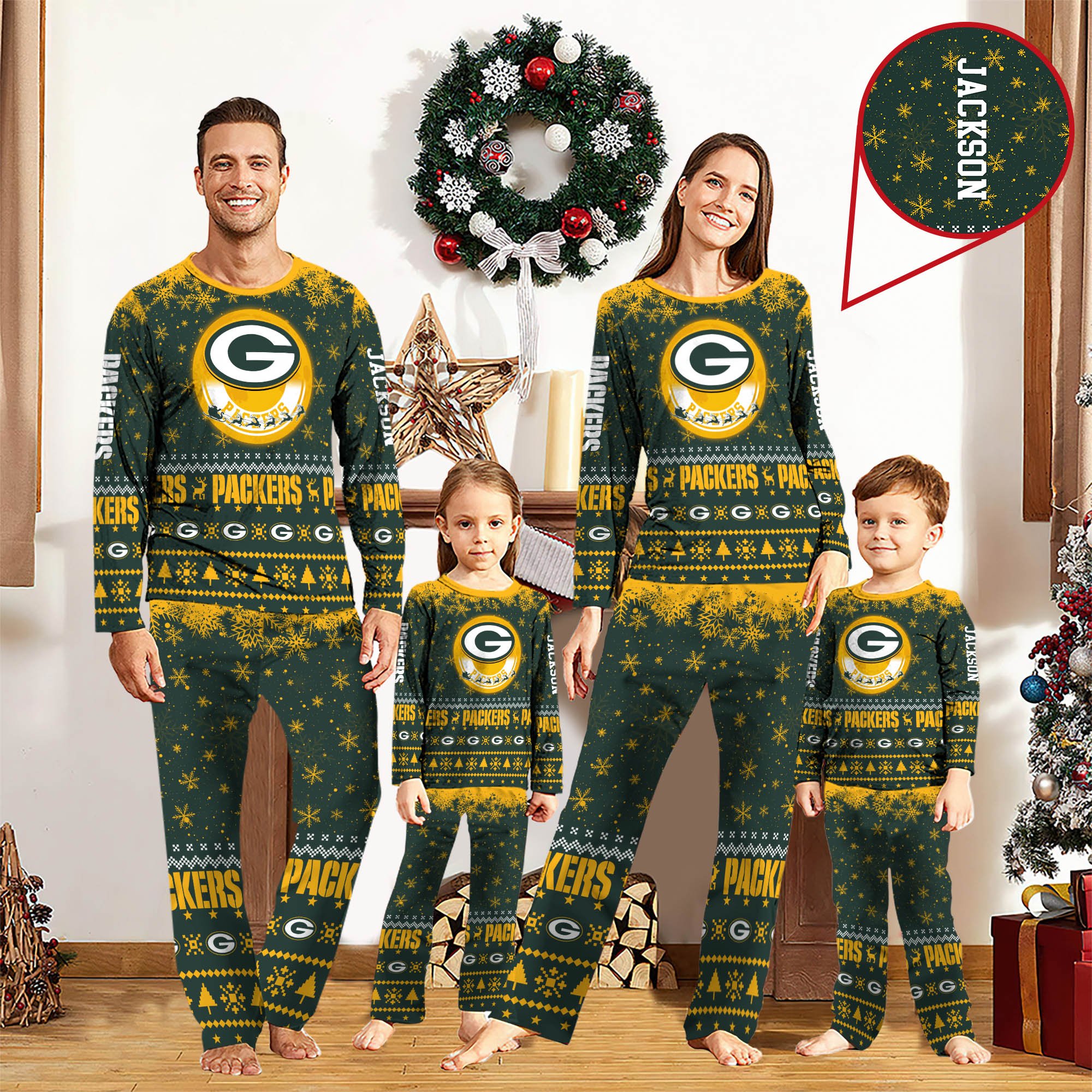 Green Bay Packers Sport Pajamas 2024 Version Personalized Your Name, Sport Pajamas For Family, Christmas Gifts For Fans, Gifts For Kid ETHY-62762