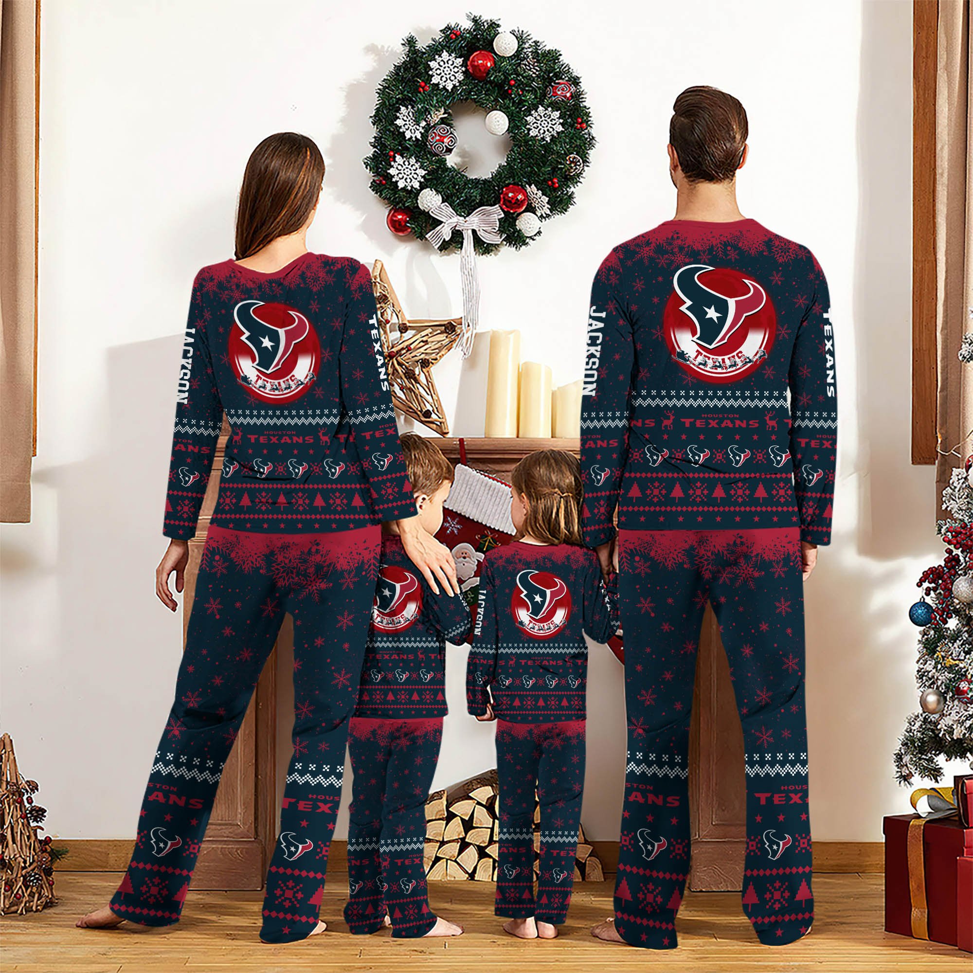 Alternative view of Houston Texans Sport Pajamas 2024 Version Personalized Your Name, Sport Pajamas For Family, Christmas Gifts For Fans, Gifts For Kid ETHY-62762
