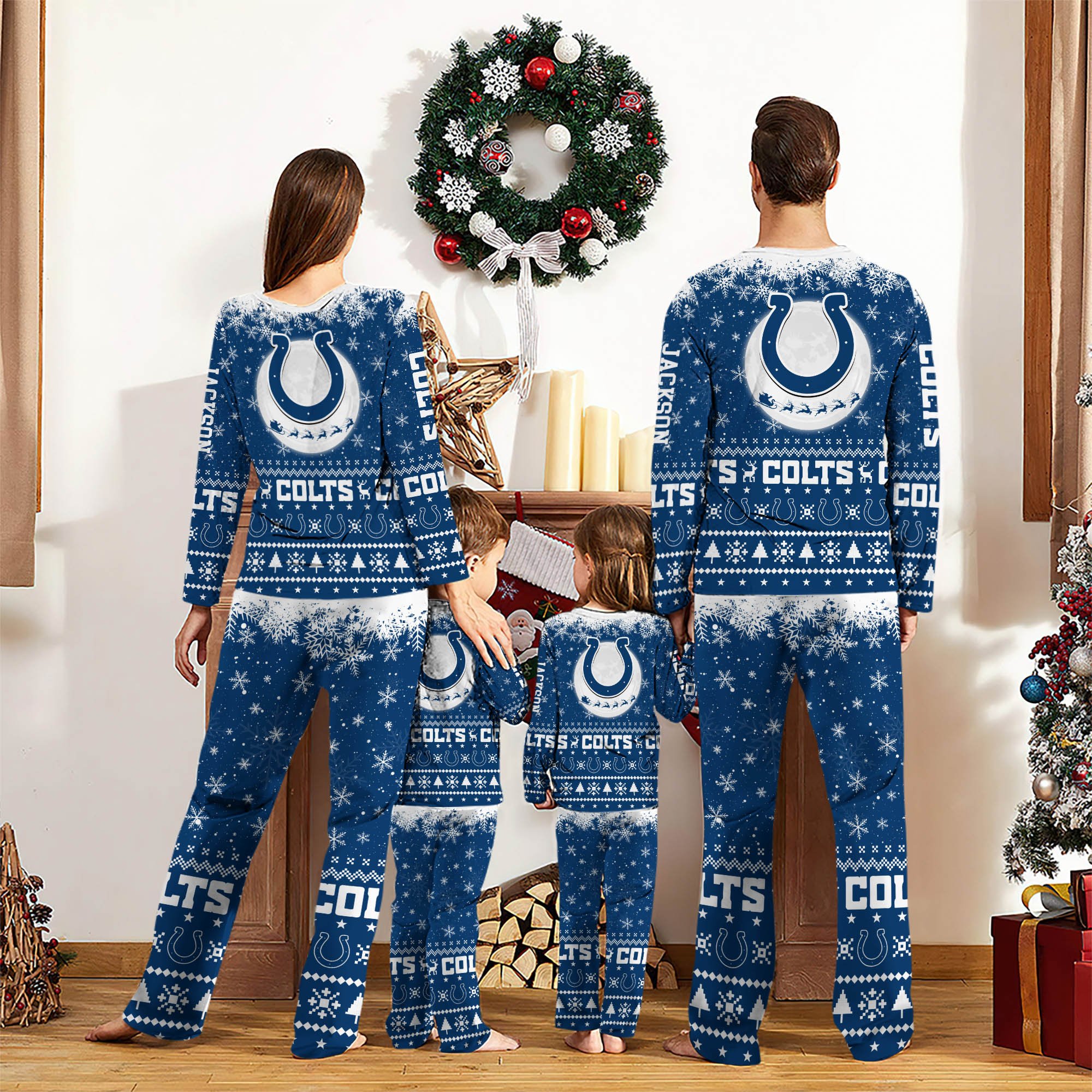 Alternative view of Indianapolis Colts Sport Pajamas 2024 Version Personalized Your Name, Sport Pajamas For Family, Christmas Gifts For Fans, Gifts For Kid ETHY-62762