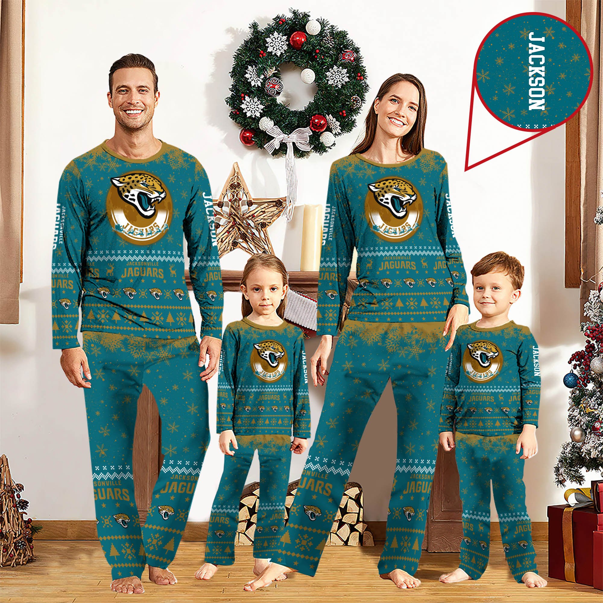 Jacksonville Jaguars Sport Pajamas 2024 Version Personalized Your Name, Sport Pajamas For Family, Christmas Gifts For Fans, Gifts For Kid ETHY-62762