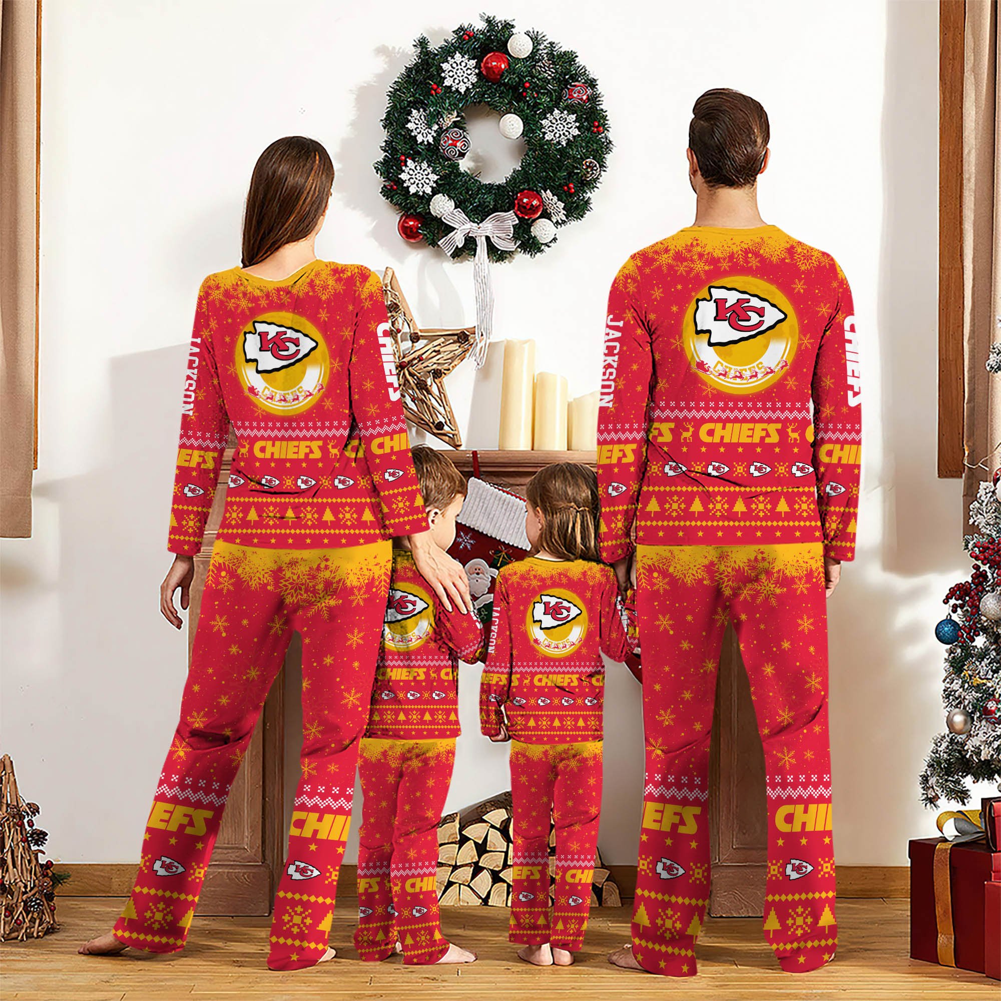 Alternative view of Kansas City Chiefs Sport Pajamas 2024 Version Personalized Your Name, Sport Pajamas For Family, Christmas Gifts For Fans, Gifts For Kid ETHY-62762