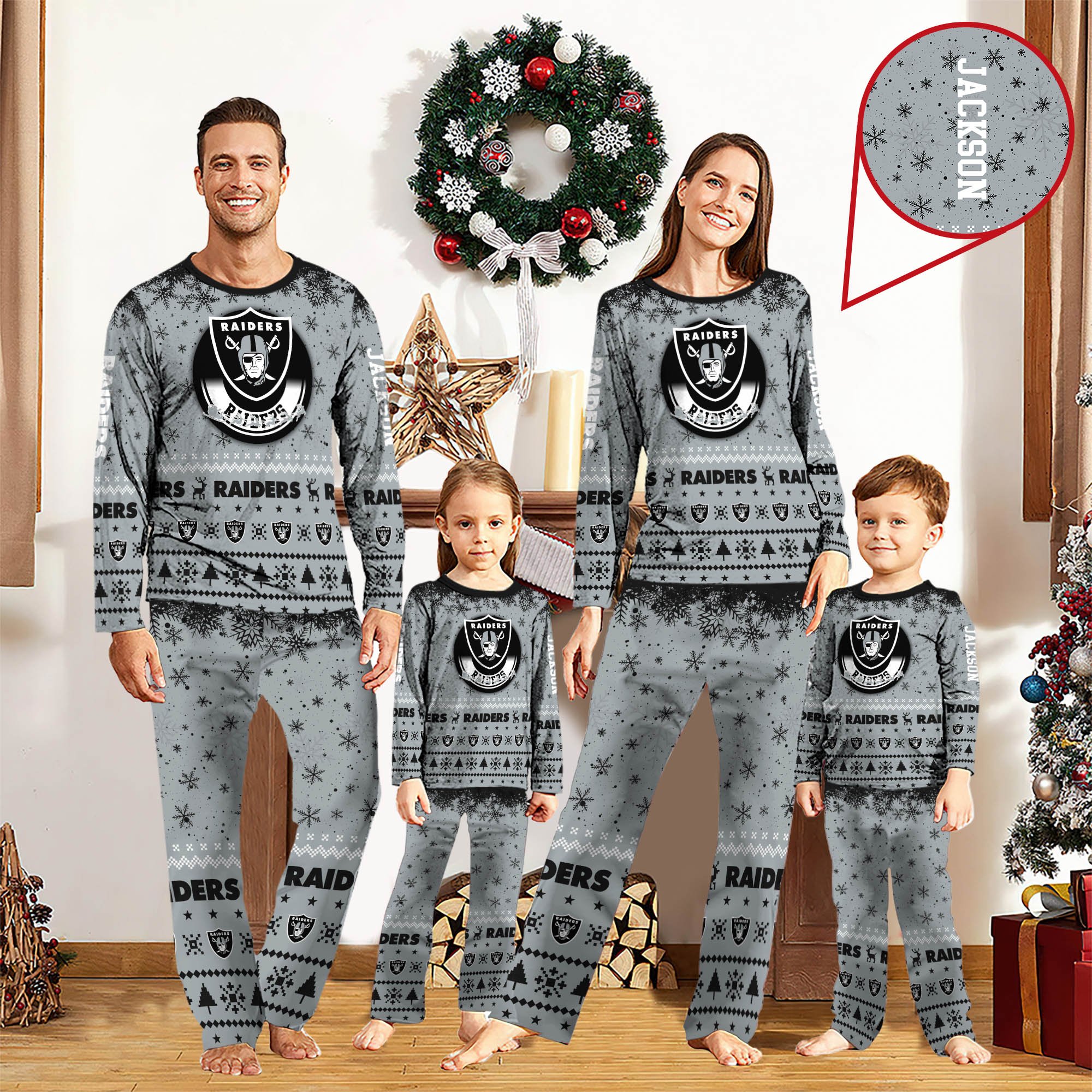 Las Vegas Raiders Sport Pajamas 2024 Version Personalized Your Name, Sport Pajamas For Family, Christmas Gifts For Fans, Gifts For Kid ETHY-62762