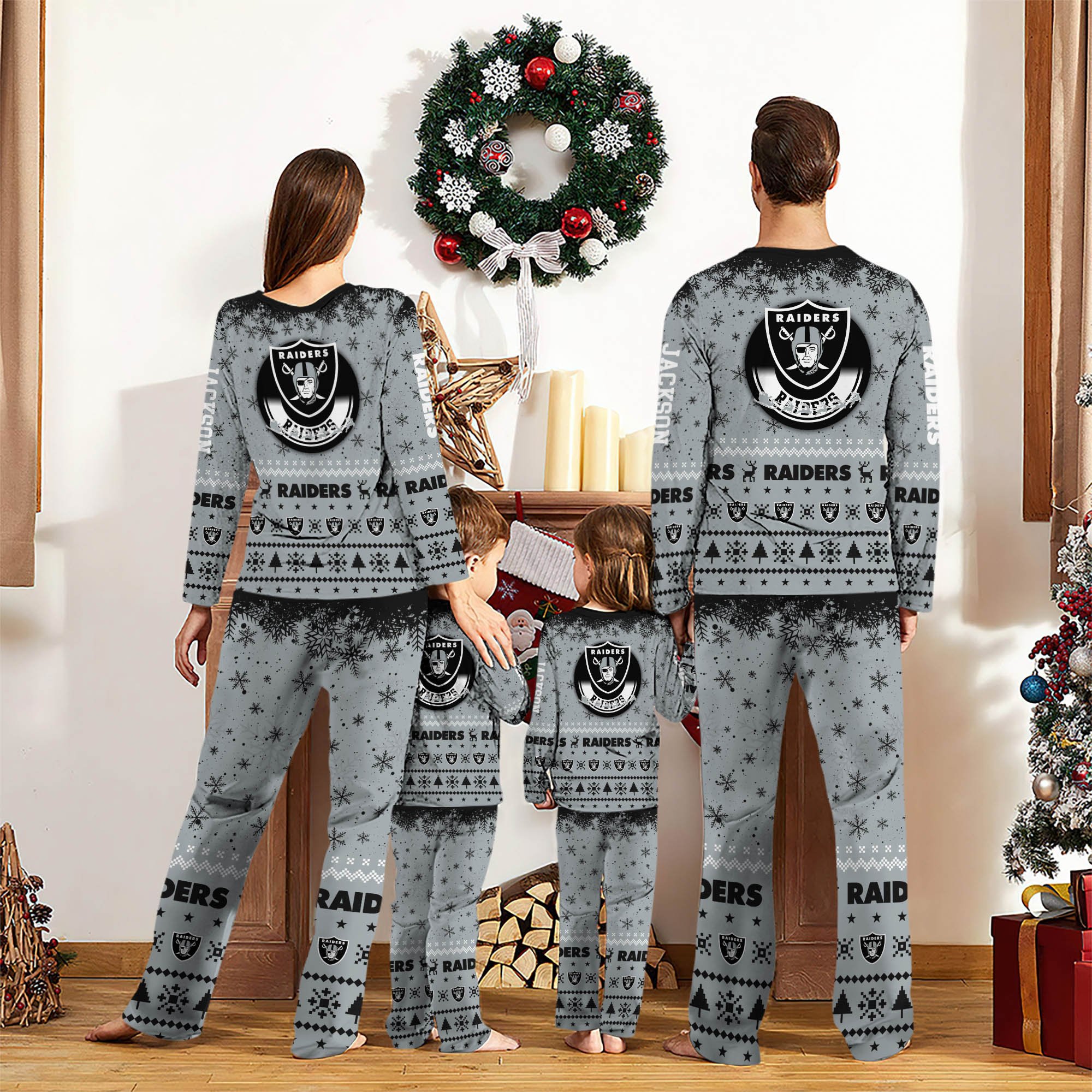 Alternative view of Las Vegas Raiders Sport Pajamas 2024 Version Personalized Your Name, Sport Pajamas For Family, Christmas Gifts For Fans, Gifts For Kid ETHY-62762
