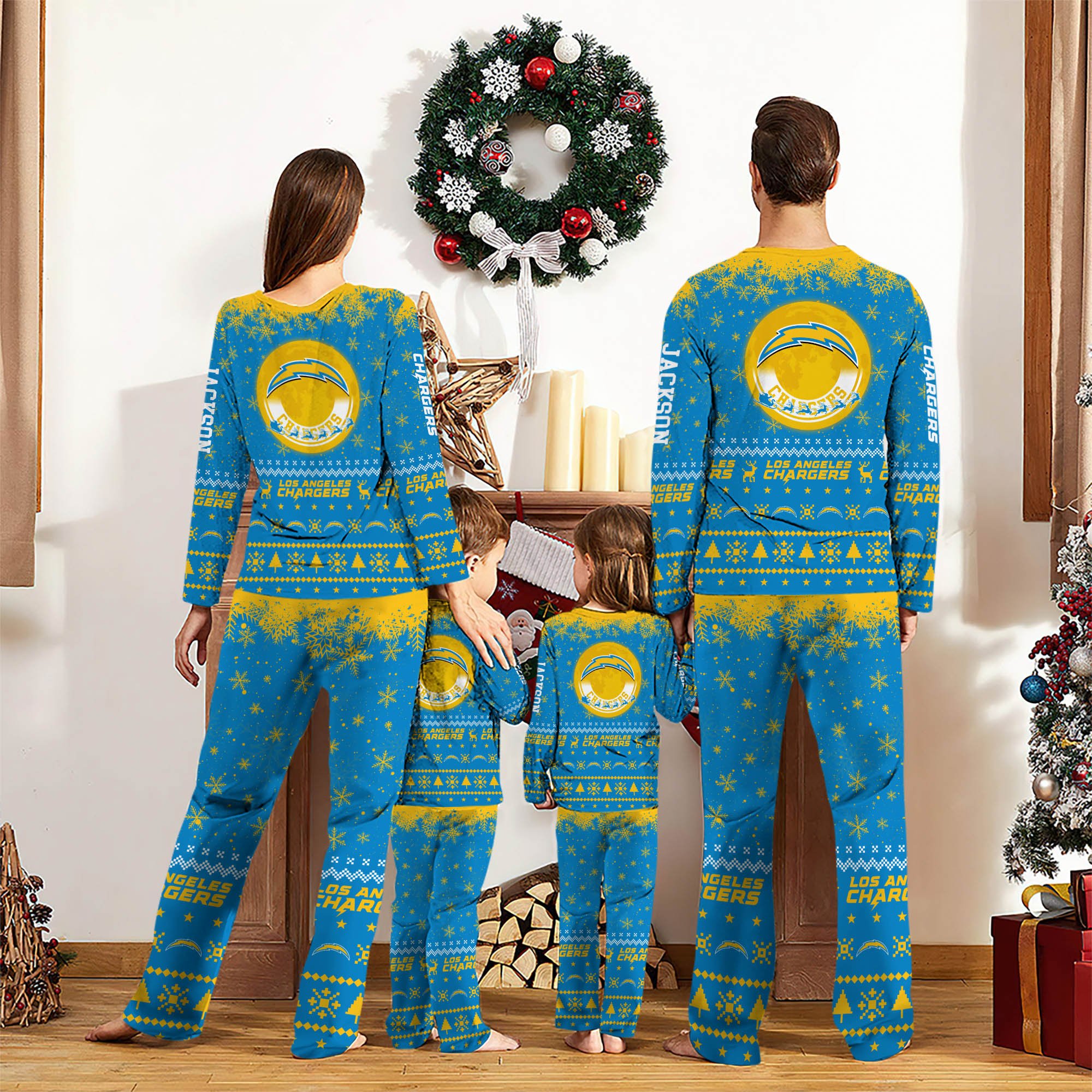 Alternative view of Los Angeles Chargers Sport Pajamas 2024 Version Personalized Your Name, Sport Pajamas For Family, Christmas Gifts For Fans, Gifts For Kid ETHY-62762