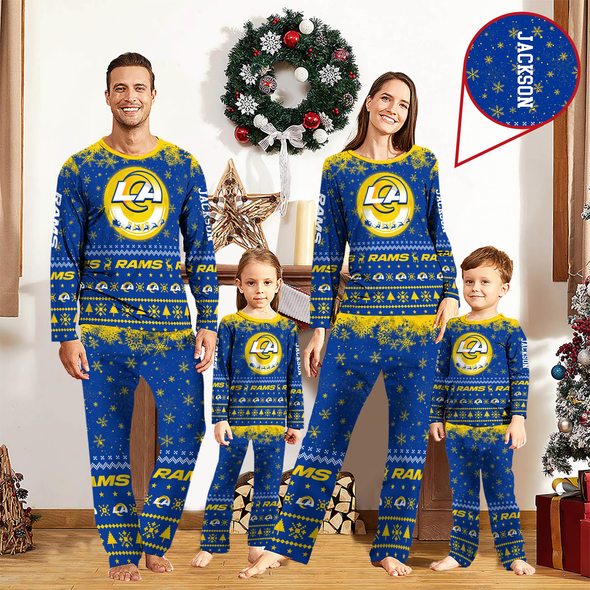 Los Angeles Rams Sport Pajamas 2024 Version Personalized Your Name, Sport Pajamas For Family, Christmas Gifts For Fans, Gifts For Kid ETHY-62762