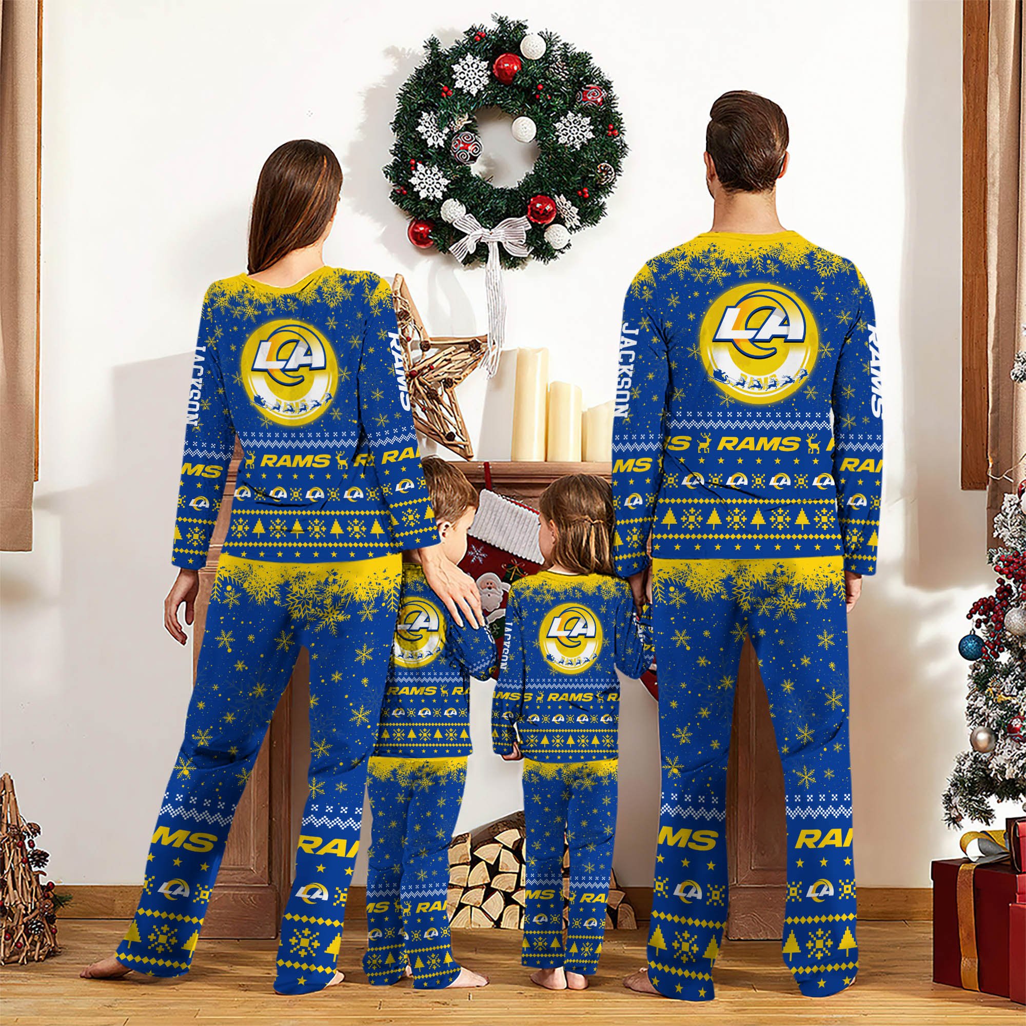 Alternative view of Los Angeles Rams Sport Pajamas 2024 Version Personalized Your Name, Sport Pajamas For Family, Christmas Gifts For Fans, Gifts For Kid ETHY-62762