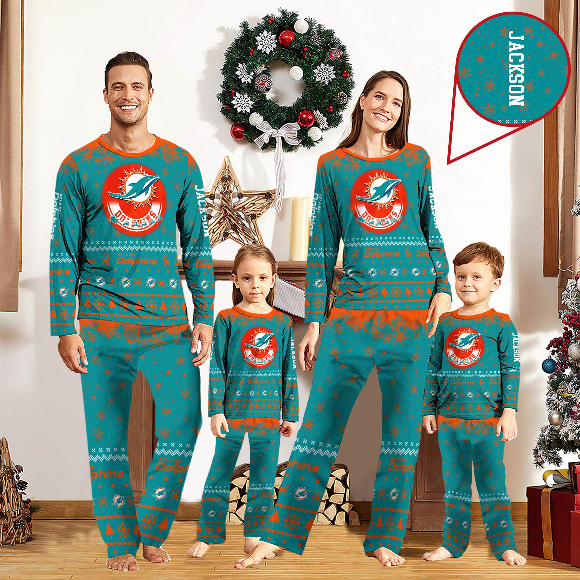 Miami Dolphins Sport Pajamas 2024 Version Personalized Your Name, Sport Pajamas For Family, Christmas Gifts For Fans, Gifts For Kid ETHY-62762