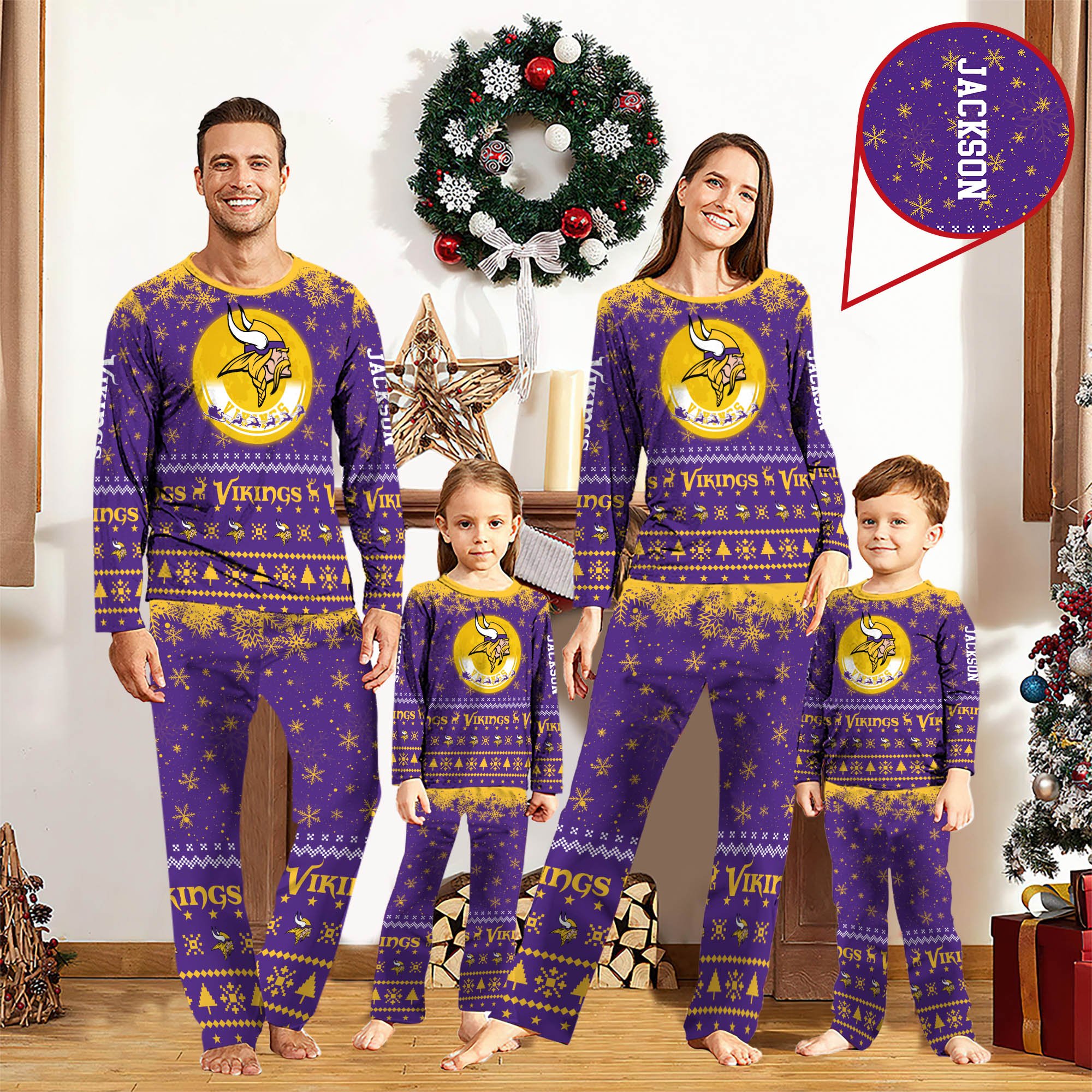 Minnesota Vikings Sport Pajamas 2024 Version Personalized Your Name, Sport Pajamas For Family, Christmas Gifts For Fans, Gifts For Kid ETHY-62762