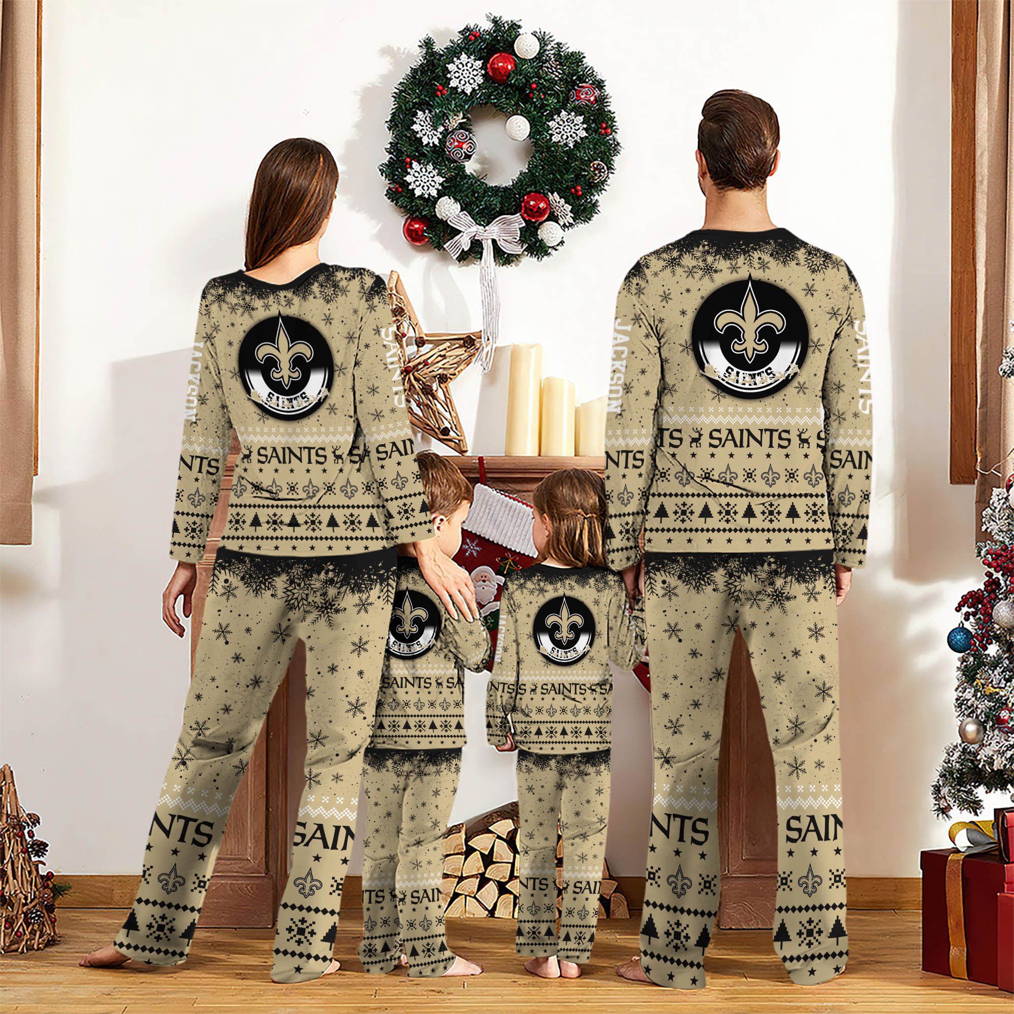 Alternative view of New Orleans Saints Sport Pajamas 2024 Version Personalized Your Name, Sport Pajamas For Family, Christmas Gifts For Fans, Gifts For Kid ETHY-62762