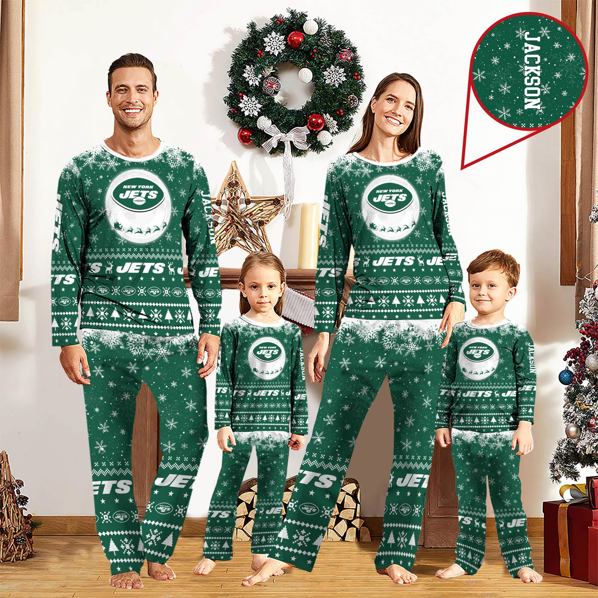 New York Jets Sport Pajamas 2024 Version Personalized Your Name, Sport Pajamas For Family, Christmas Gifts For Fans, Gifts For Kid ETHY-62762