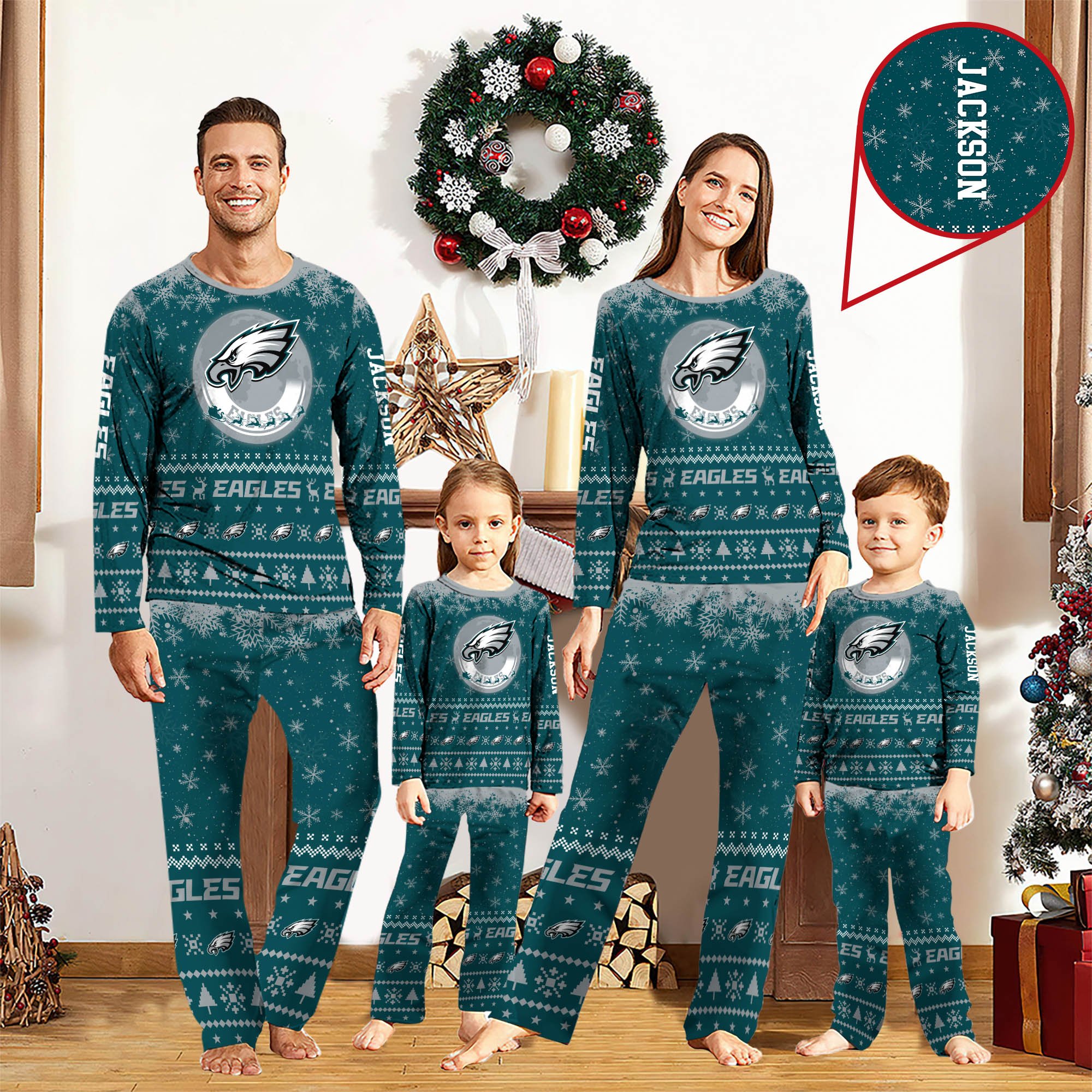 Philadelphia Eagles Sport Pajamas 2024 Version Personalized Your Name, Sport Pajamas For Family, Christmas Gifts For Fans, Gifts For Kid ETHY-62762