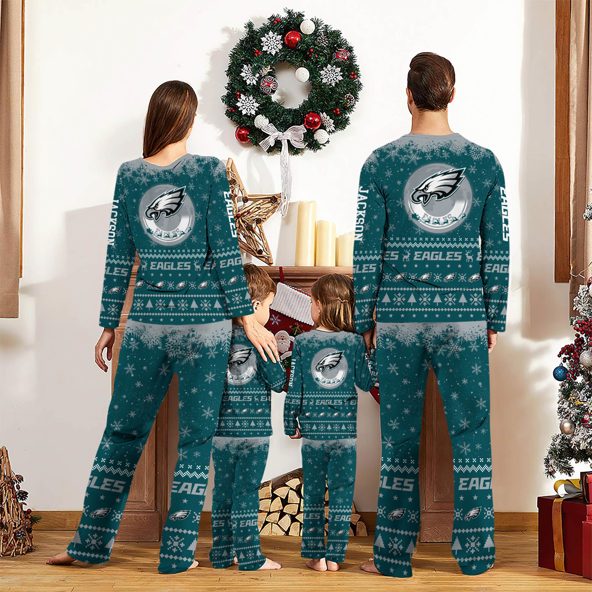 Alternative view of Philadelphia Eagles Sport Pajamas 2024 Version Personalized Your Name, Sport Pajamas For Family, Christmas Gifts For Fans, Gifts For Kid ETHY-62762