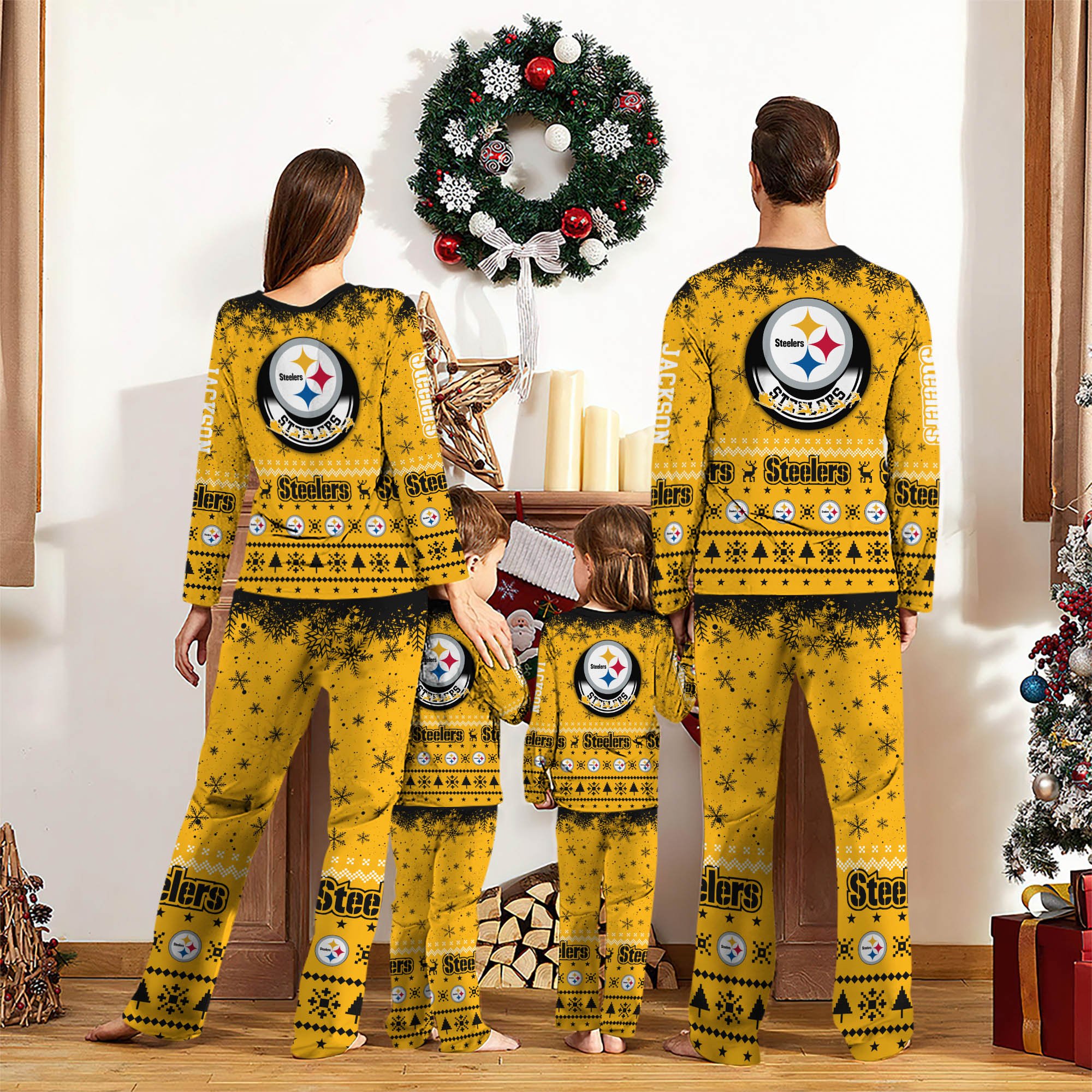 Alternative view of Pittsburgh Steelers Sport Pajamas 2024 Version Personalized Your Name, Sport Pajamas For Family, Christmas Gifts For Fans, Gifts For Kid ETHY-62762